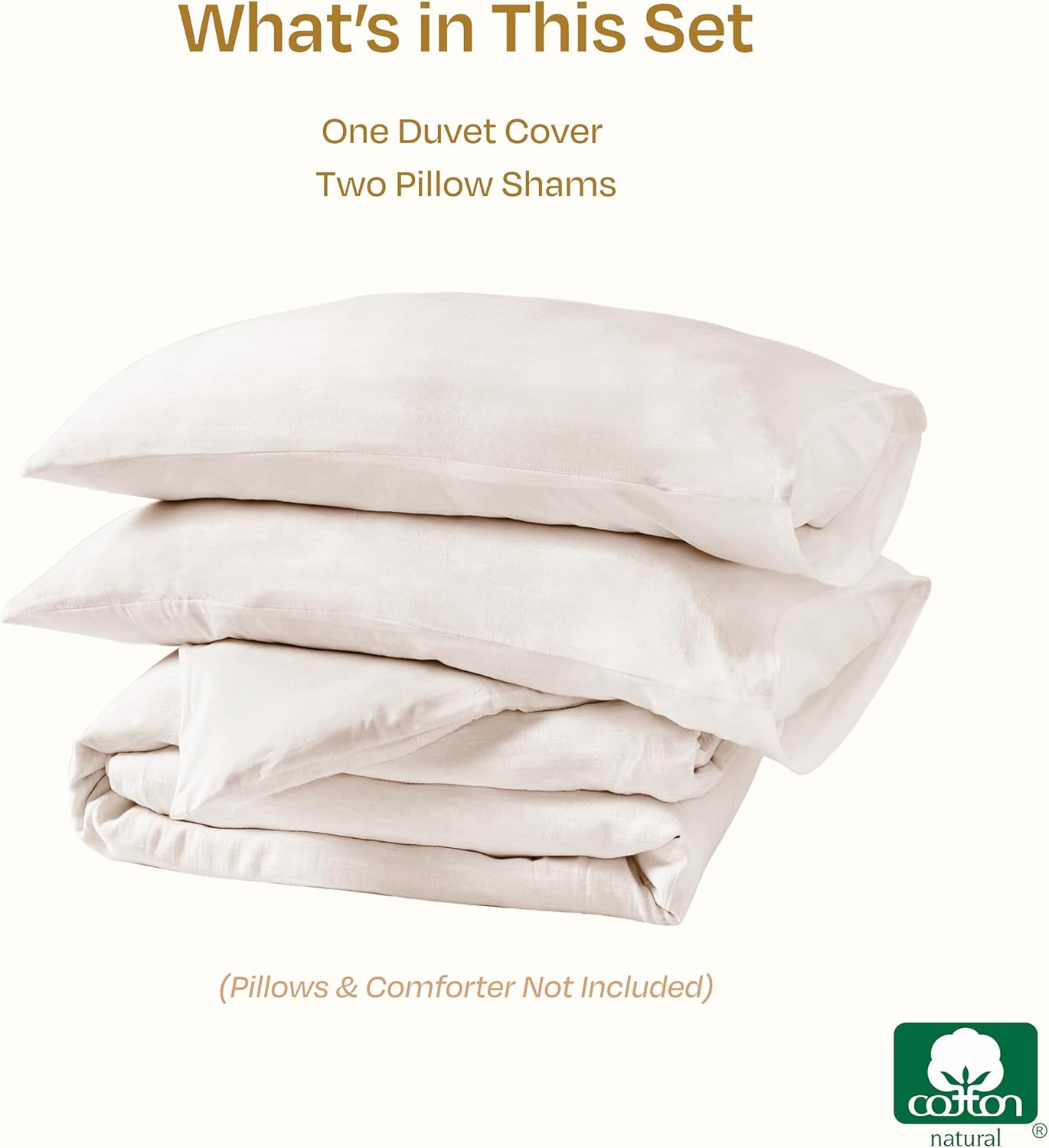 California Design Den Oversized King Duvet Cover Set, 3 Pc Set with Pillow Shams Textured Natural Duvet Cover, 120" x 98" to Fit Oversized King Duvet (Linen-Natural)