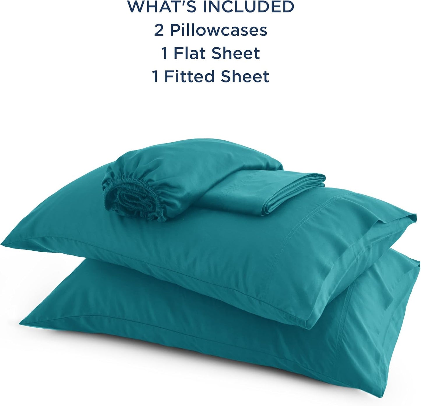 Bedsure Queen Sheet Set, Rayon Derived from Bamboo, Cooling Sheets, Breathable & Soft, Deep Pocket Up to 16 Inches, Hotel Luxury Silky Bedding for Hot Sleepers, Turquoise