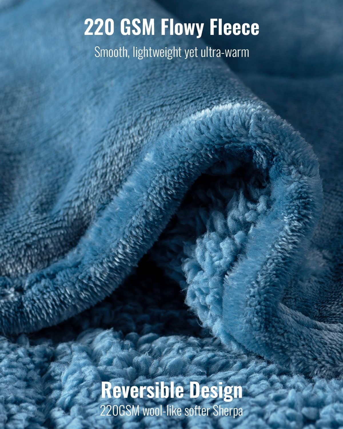 Uttermara Sherpa Fleece Weighted Blanket 15 lbs for Adult, Unicolor Ultra-Soft Fleece and Sherpa, Dual Sided Cozy Plush Blanket for Sofa Bed, 48 x 72 inches, Slate Blue