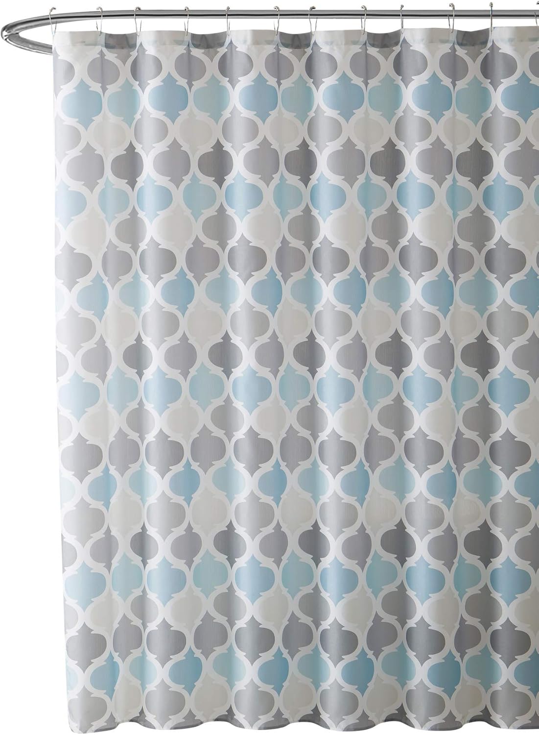 VCNY Home Universal Bathroom Fabric Shower Curtain for Men or Women: Muted Tones of Blue and Grey (Conrad Multi)