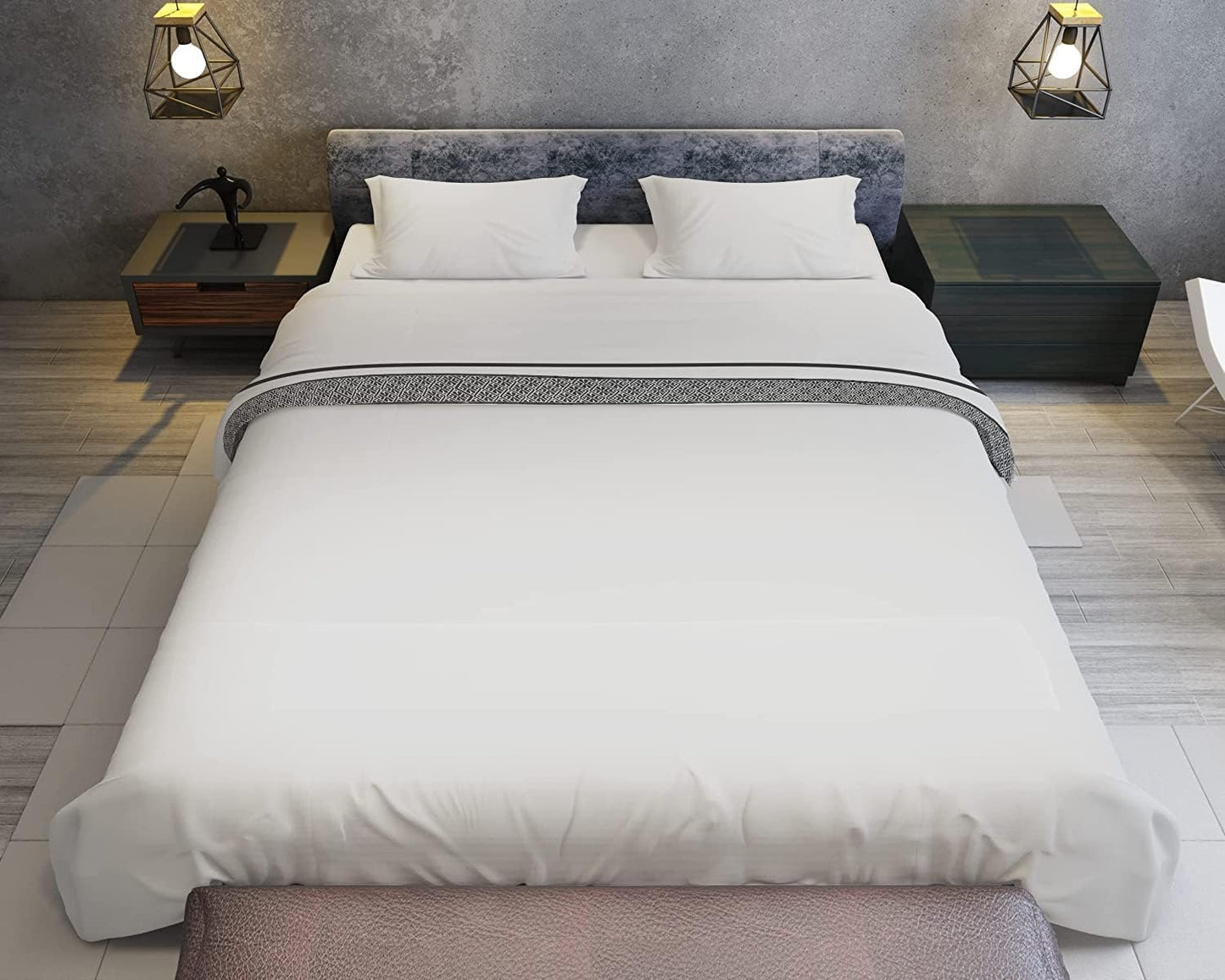 1000 TC Embroidered Duvet Cover King Size Set 100% Egyptian Cotton - Luxurious 1 Comforter Cover 2 Pillow Shams - 3 PC Quilt Cover Hotel Quality Long Staple Bedding (Silver & Black)