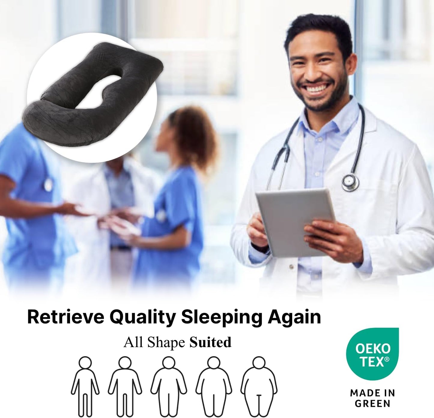 ALLOPERA Pregnancy Pillow, Full Body 57 Inch Maternity Pillow with Removable Washable Cover - Sleep Support for Legs, Back, Neck, Shoulder, HIPS, Belly for Pregnent Women, Black Grey Velvet Cover