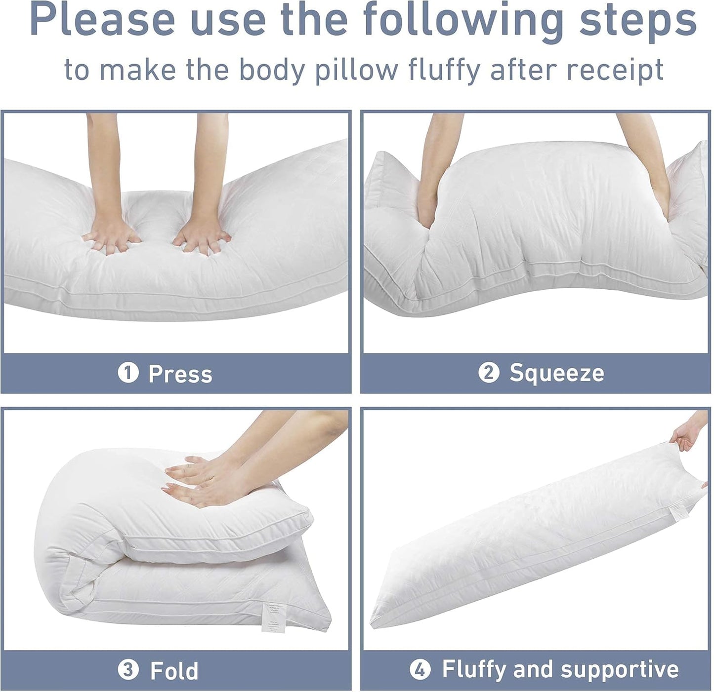 Leeden Body Pillow - Premium White Firm Fluffy Long Pillow - 21 x 54 Soft Plush Full Body Pillows - Adjustable Side Pillow for Sleeping
