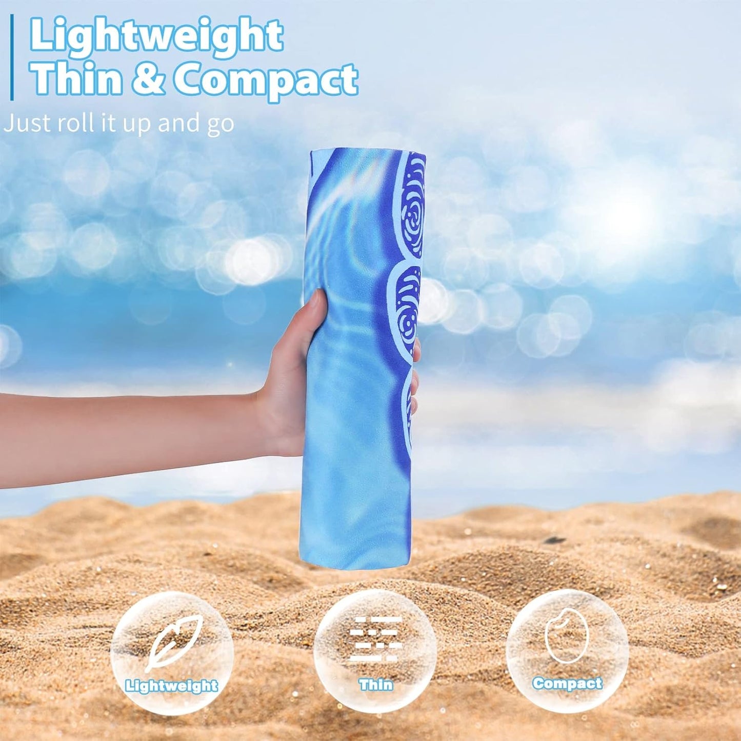 Microfiber Thin Beach Towel Lightweight Oversized 71x32 Extra Large Sand Free Towels Quick Dry for Travel Pool Camping Sports Beach Accessories Vacation Essential Gift Turtle