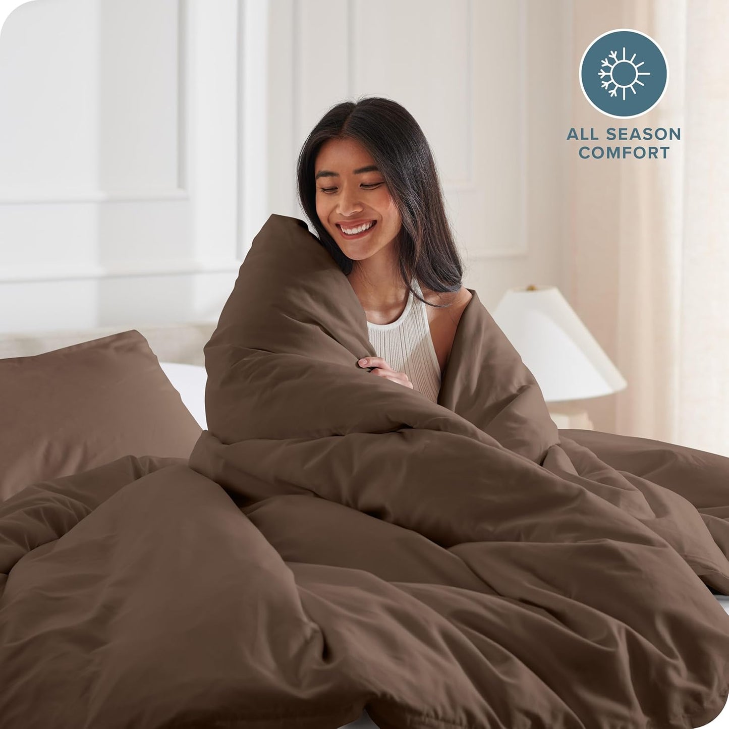 Bare Home Bedding Duvet Cover California King Size - Premium 1800 Super Soft Collection - Lightweight, Cooling - Soft Breathable Bedding Duvet Cover (Cal King, Cocoa)