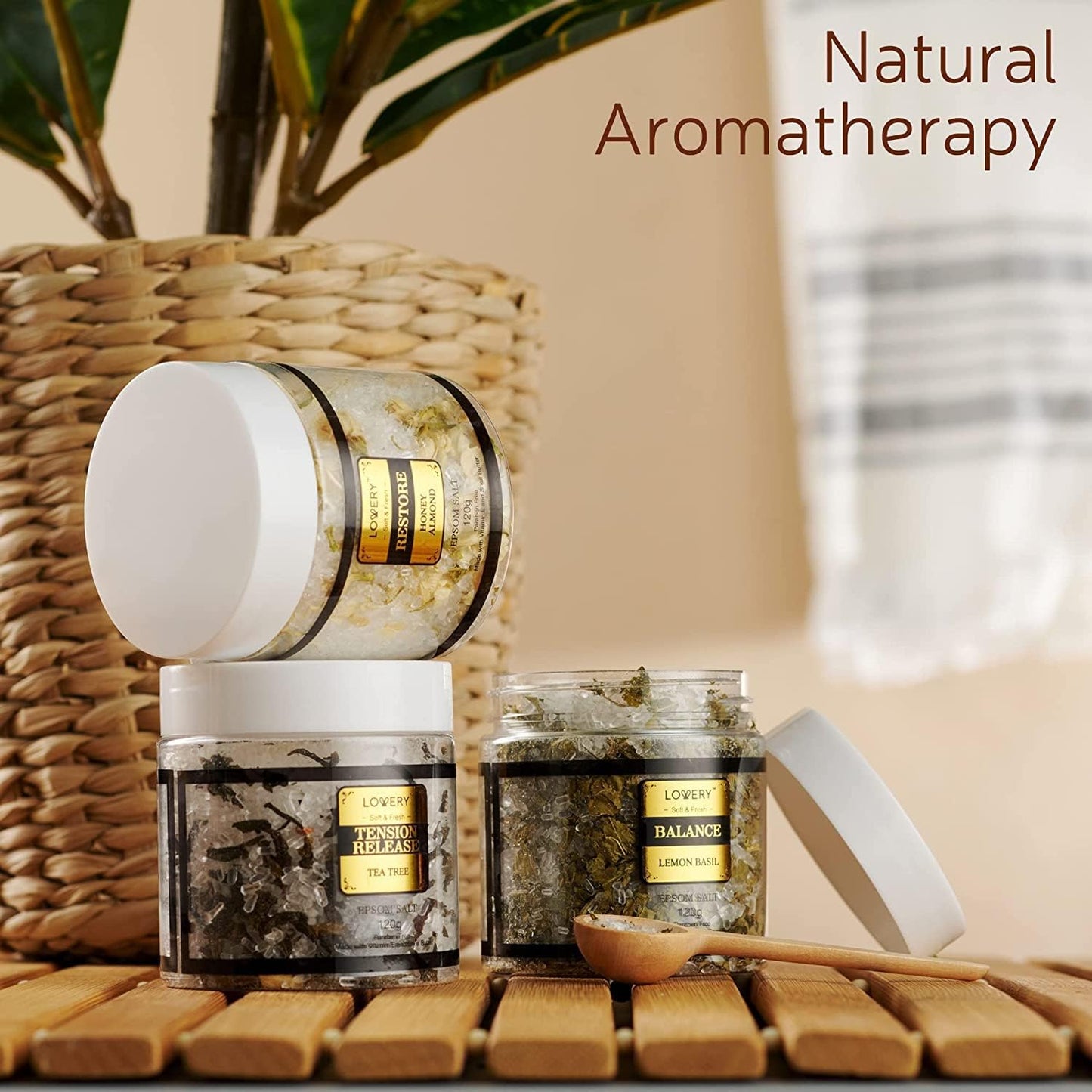 Christmas Gifts for Women Who Have Everything, Epsom Bath Salts Gift Basket Set, Relaxing Self Care Salt W/Essential Oil, Gifts for Mom, Lavender, Eucalyptus, Lemon, Coconut, Tea Tree, Honey Almond