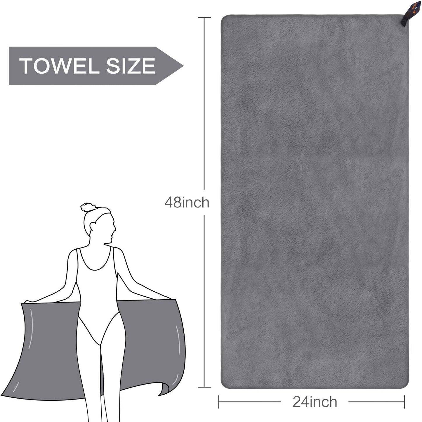 SUNLAND Microfiber Gym Bath Towel Ultra Soft Travel Camping Towel Super Absorbent Swimming Sport Towels for Adults and Children