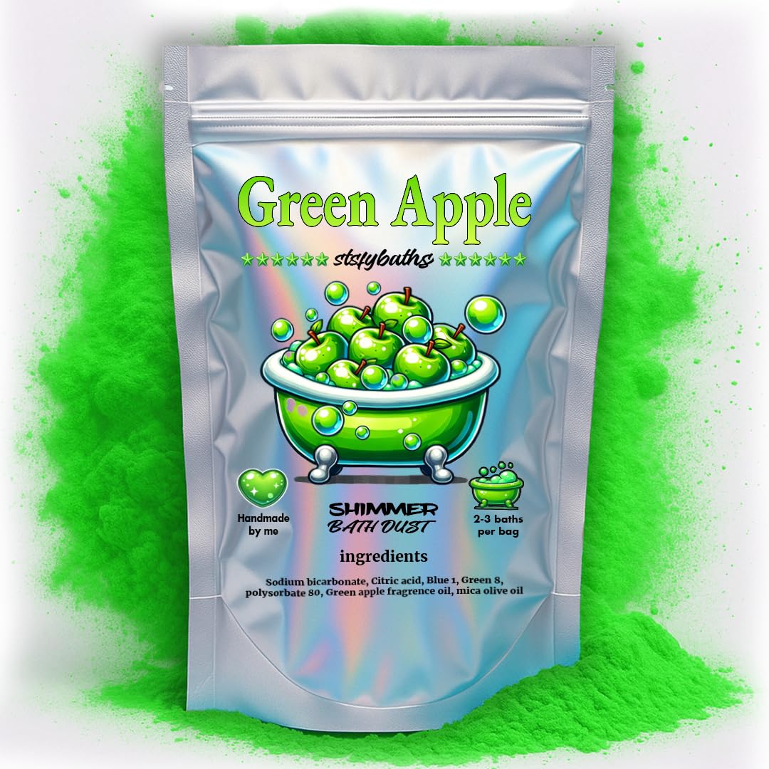 Green Apple Shimmer Bath Bomb in A Bag - Handmade Scented Bath Bombs for Women,Kids and Men - Bulk Bathbomb Fizzies Perfect for Boys and Girls All Ages (Small, Green)