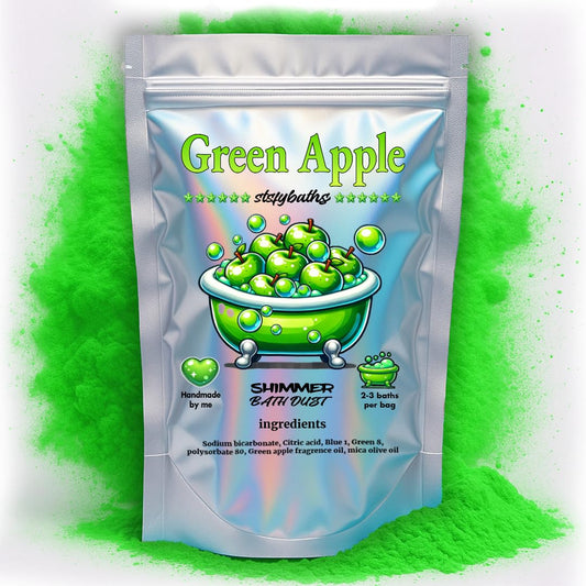 Green Apple Shimmer Bath Bomb in A Bag - Handmade Scented Bath Bombs for Women,Kids and Men - Bulk Bathbomb Fizzies Perfect for Boys and Girls All Ages (Small, Green)