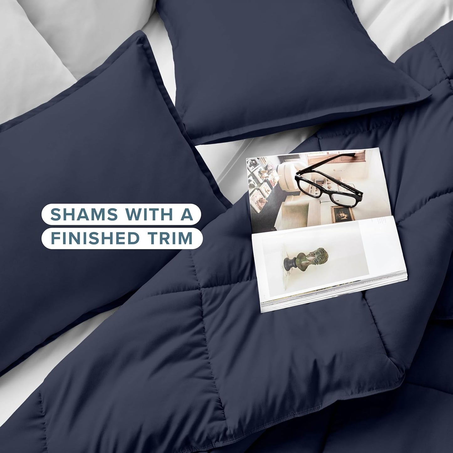 Bare Home Comforter Set - Queen Size - Ultra-Soft - Goose Down Alternative - Premium 1800 Series - All Season Warmth (Queen, Midnight)