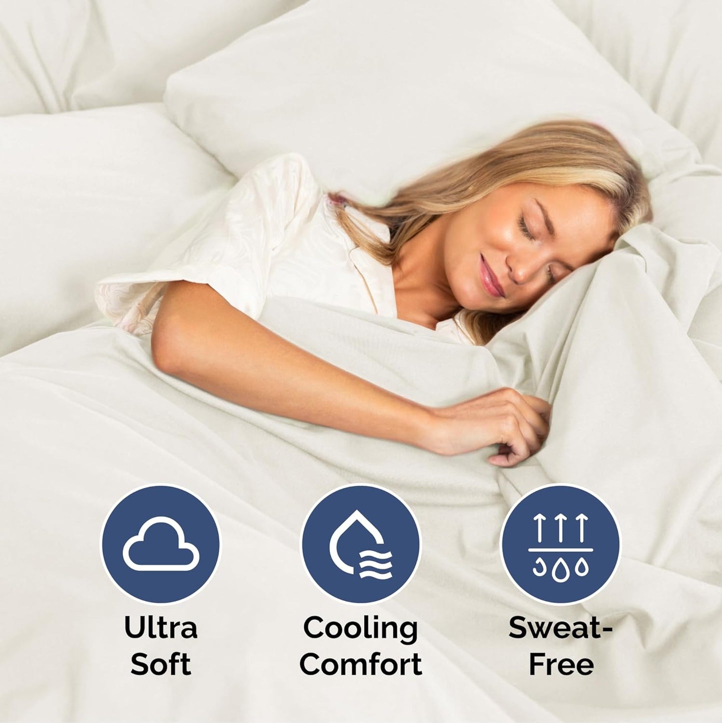 Cal King Size 4 Piece Sheet Set - Extra Soft, Breathable & Cooling Sheets - Hotel Luxury Durable Bed Sheets for Women & Men - Deep Pockets, Easy-Fit & Wrinkle-Free Sheets - Ivory Oeko-Tex Bed Sheets