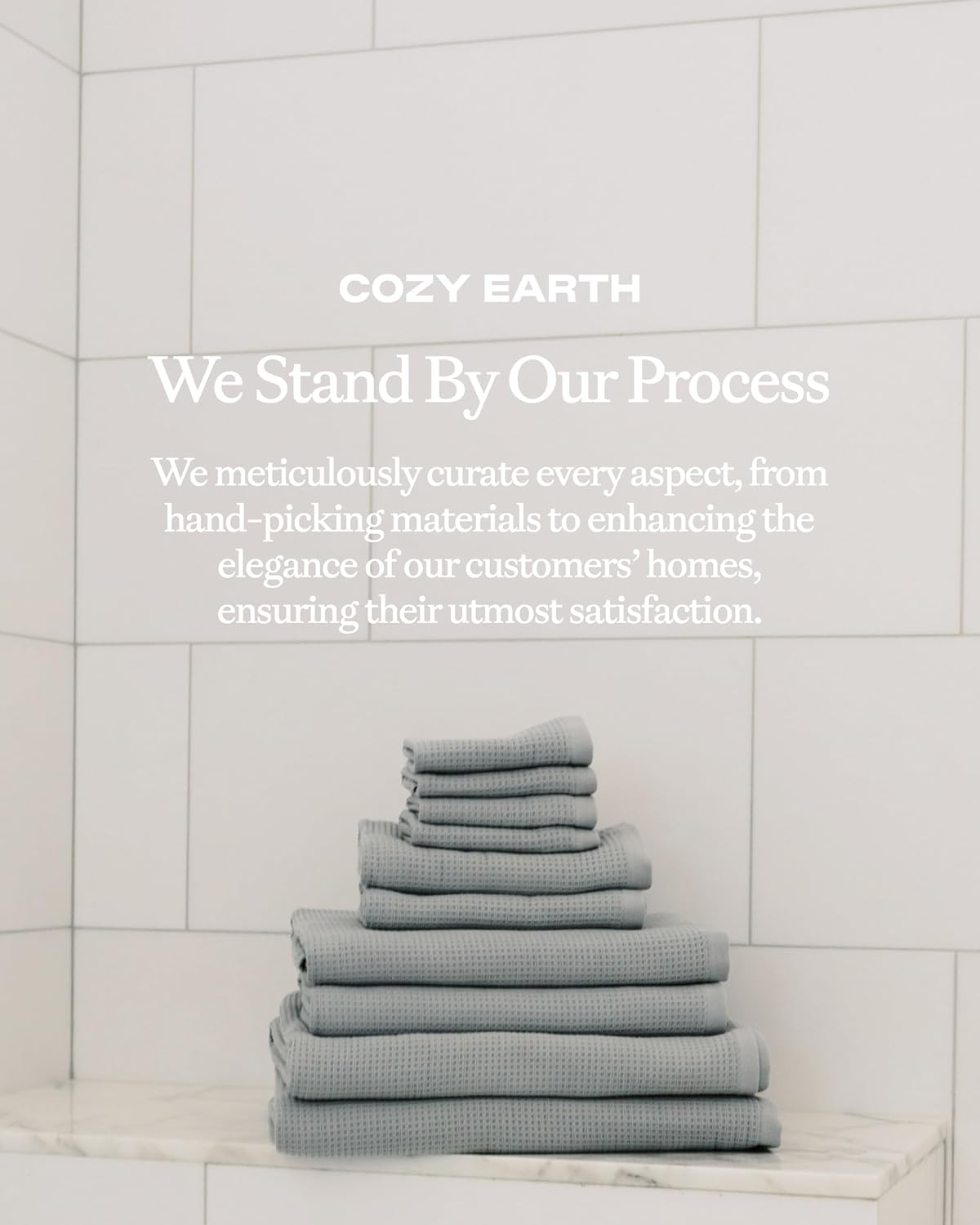 Cozy Earth Waffle Washcloths - 60% Cotton 40% Viscose from Bamboo Washcloths 13 x 13 Inches - Soft & Absorbent Terry, Reversible Mini Textured Waffle & Weave Pattern - 4 Pack