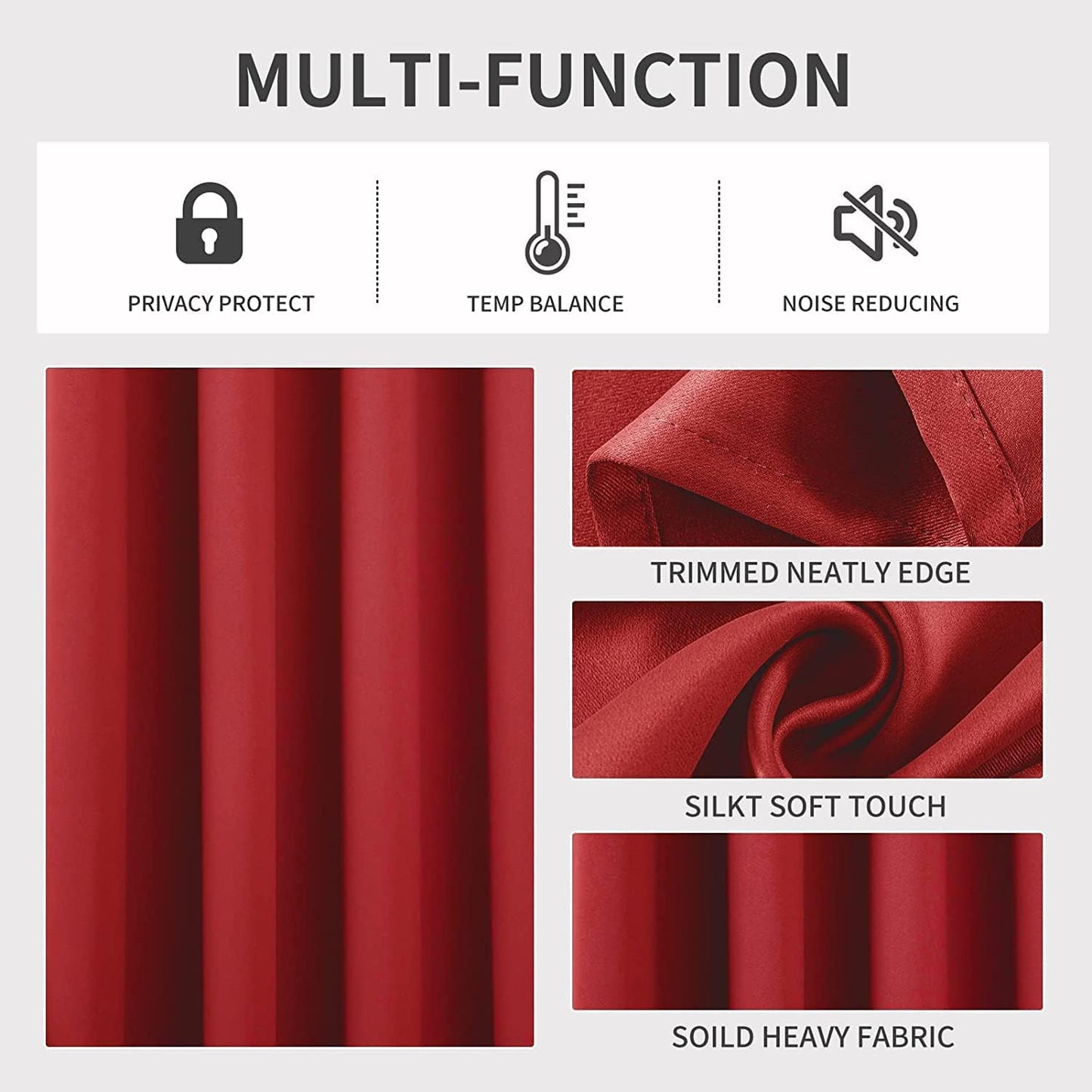 Joydeco Blackout Curtains 54 Inch Length 2 Panels Set, Thermal Insulated Long Curtains& Drapes 2 Burg, Room Darkening Grommet Drapes for Living Room Bedroom Window (W52 x L54 Inch, Red)