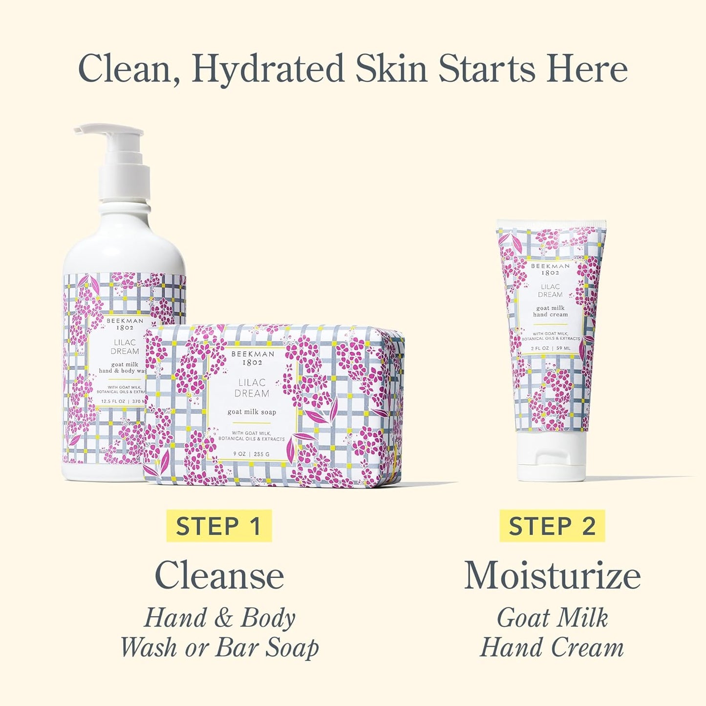 Beekman 1802 Lilac Dream Hand Cream - 3.4 oz - Nourishes, Hydrates & Repairs - With Goat Milk, Shea Butter, and Glycerin - Non-Greasy - No Irritation - Good for Sensitive Skin