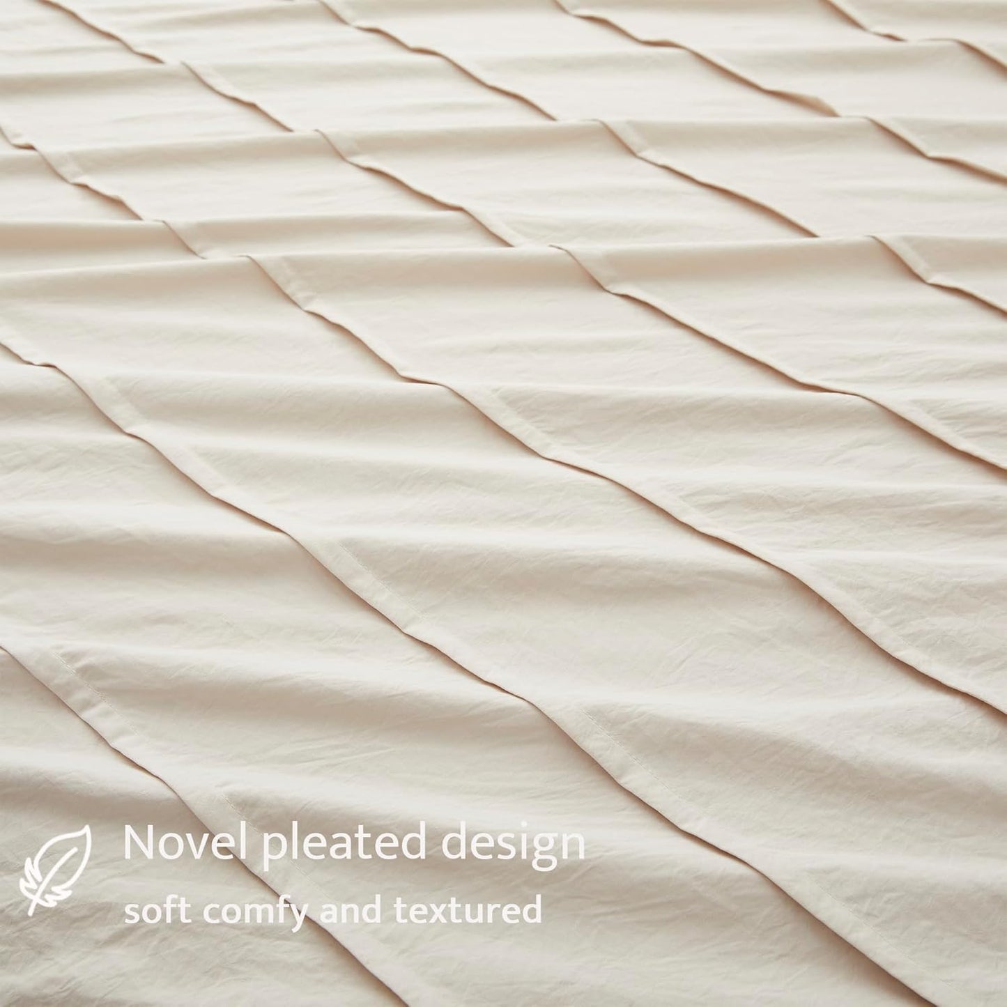 Oli Anderson Light Khaki Duvet Cover King Size - Pleated King Duvet Cover, 3PCS Soft and Breathable Textured Bedding Set with Zipper Closure(Light Khaki,104"x90")