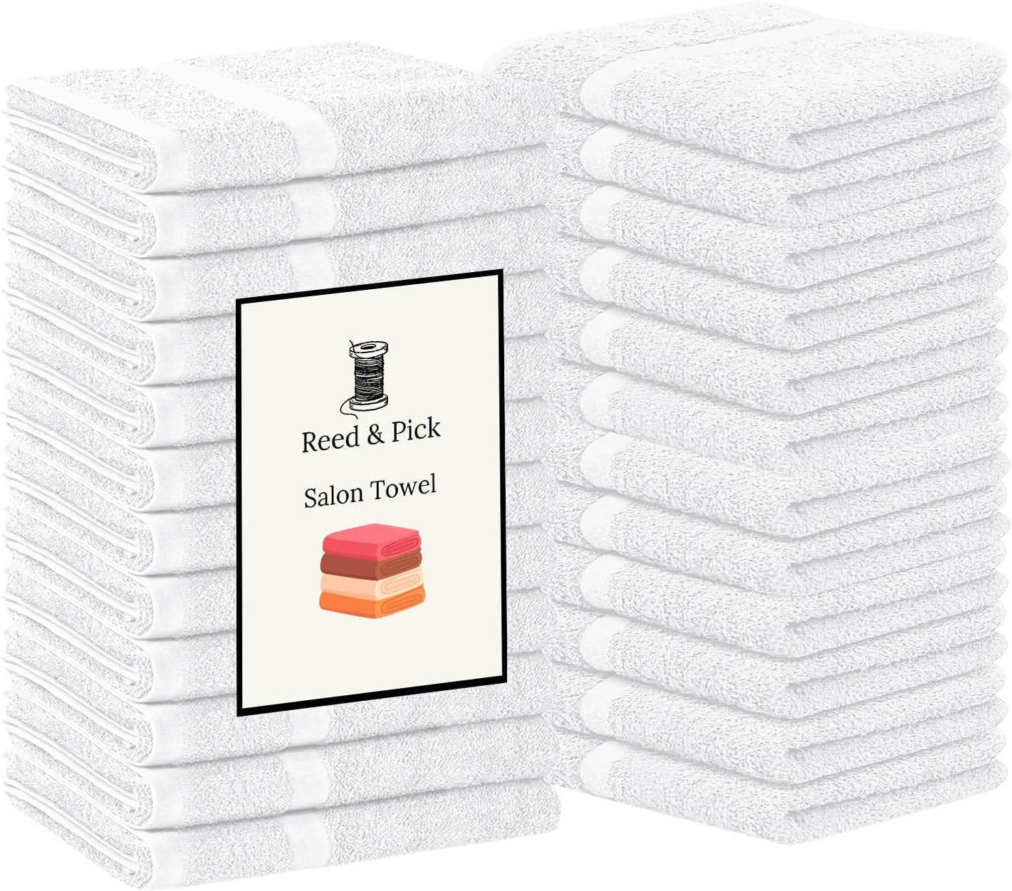 Reed&Pick 24 Pack White Hand Towels 100% Cotton Spa Towels 16x26 inches Highly Absorbable Facial, Gym, Hair and Face Towels in Bulk
