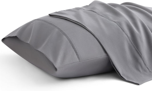Bedsure Pillow Cases Standard Size Set of 2 - Dark Grey Brushed Microfiber Pillowcases, Super Soft and Cozy Pillow Case Covers with Envelope Closure, Wrinkle, Fade and Stain Resistant, 20x26 Inches
