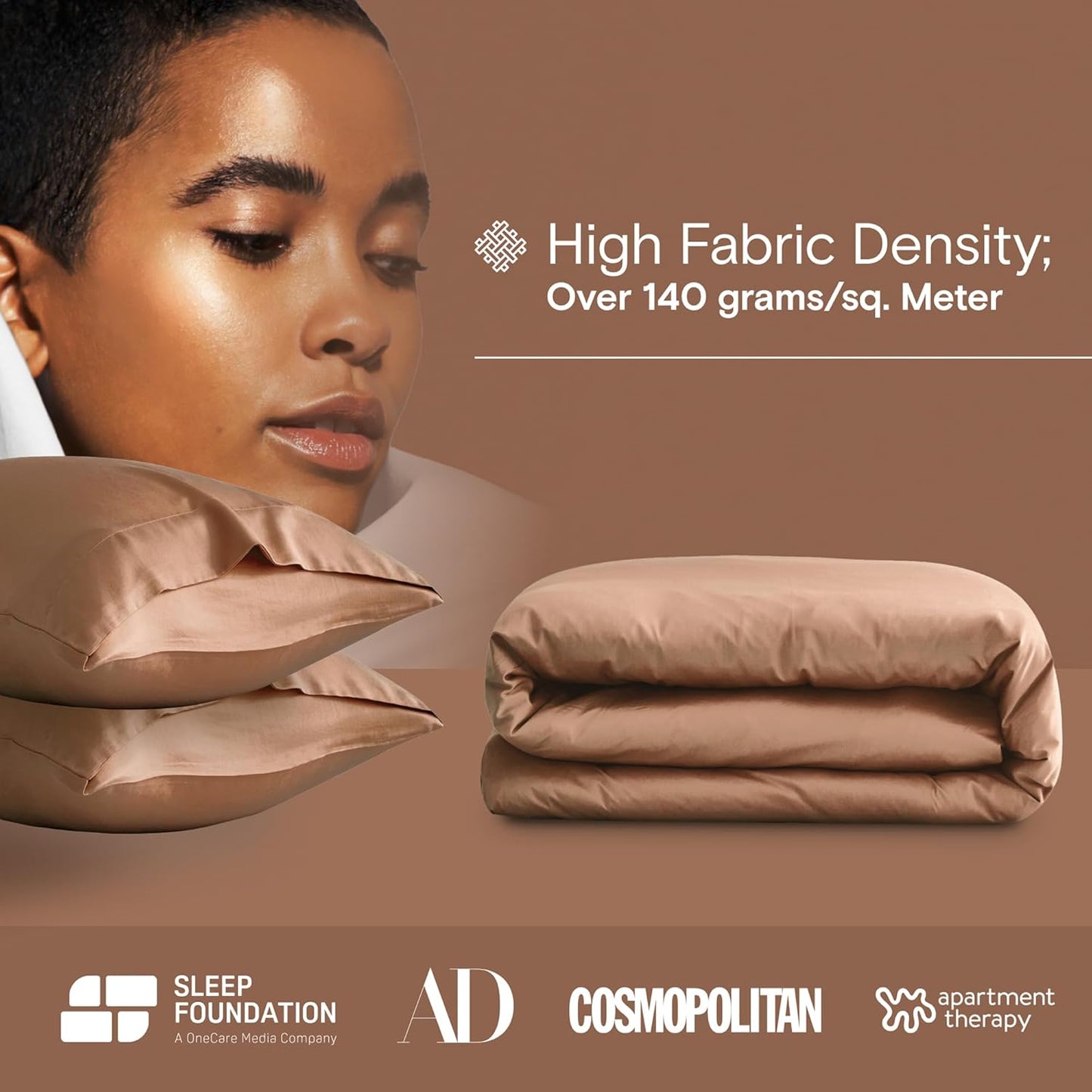DOZ Duvet Cover Set, 100% Viscose derived from Bamboo, Organically Grown, Buttery Soft, Cooling Duvet Covers, High GSM, 1 Duvet Cover and 2 Pillowcases, 90"x90" (Clay, Full/Queen)