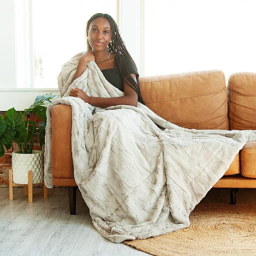 Minky Couture Sorbet Blanket - Ultra-Soft Throw for Silky Smooth Comfort - Premium Decorative Throw - Midweight, Breathable Fabric - Machine Washable Monster, Tranquil Dove