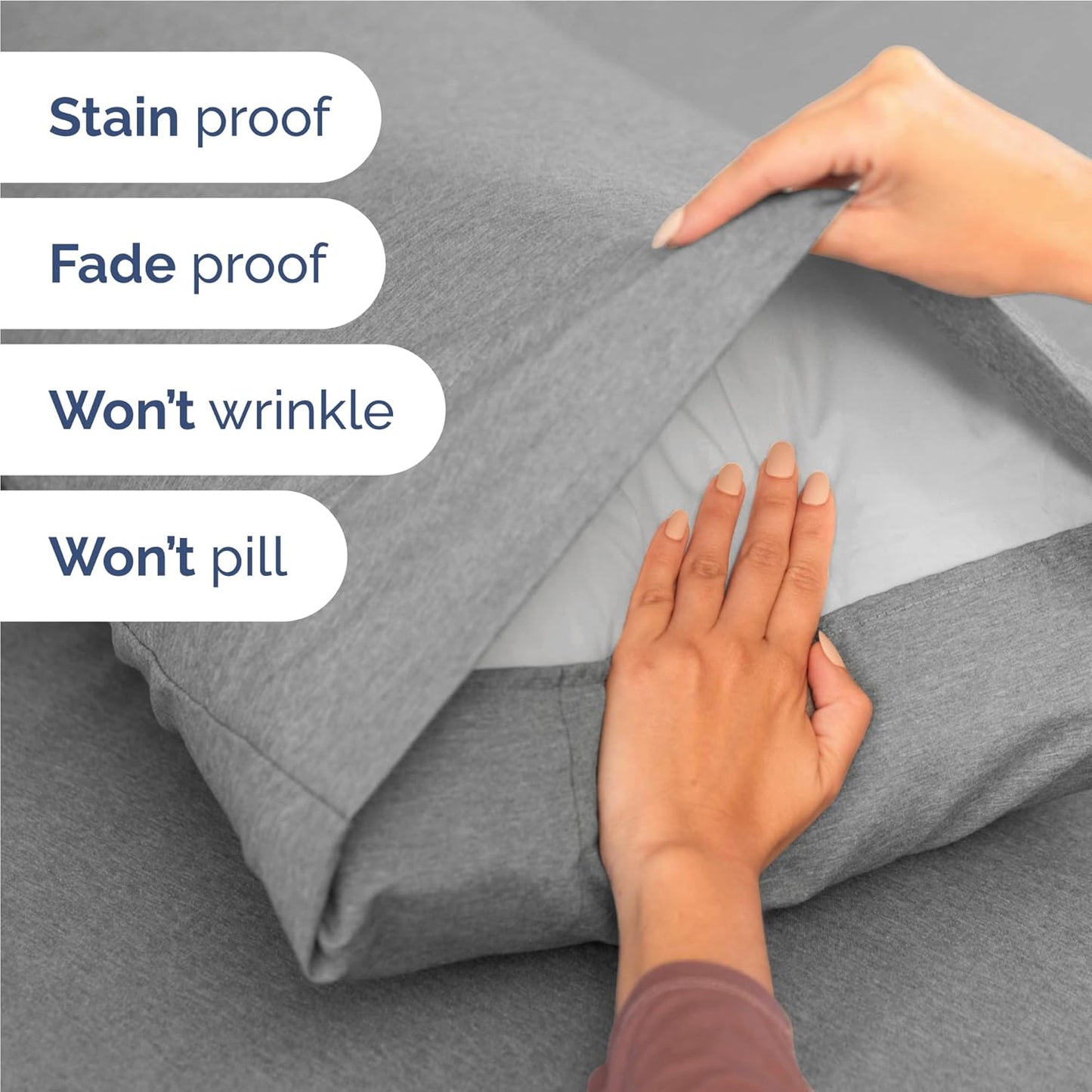 Full Size 4 Piece Sheet Set - Comfy Breathable & Cooling Bed Sheets Set - Hotel Luxury Bedding for Women, Men, Kids, Teens, Boys & Girls - Deep Pockets, Soft & Wrinkle Free - Grey (Heathered Sheets)