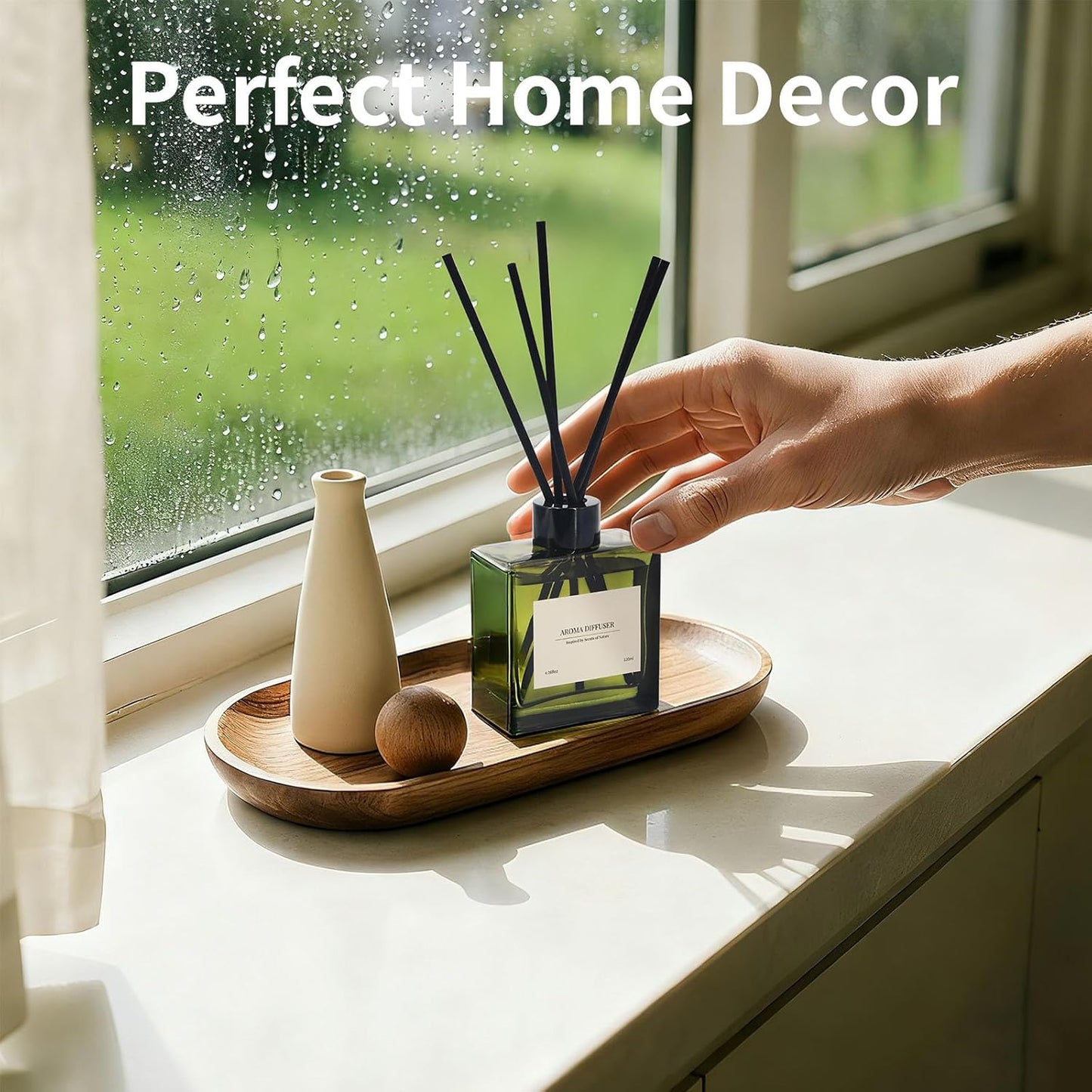 Reed Diffuser, 4 oz Rose Scent Diffuser with 7 Sticks, Long Lasting Reed diffusers for Home, Elegant Fragrance for Bathroom Bedroom Office Decor, Air Fresh