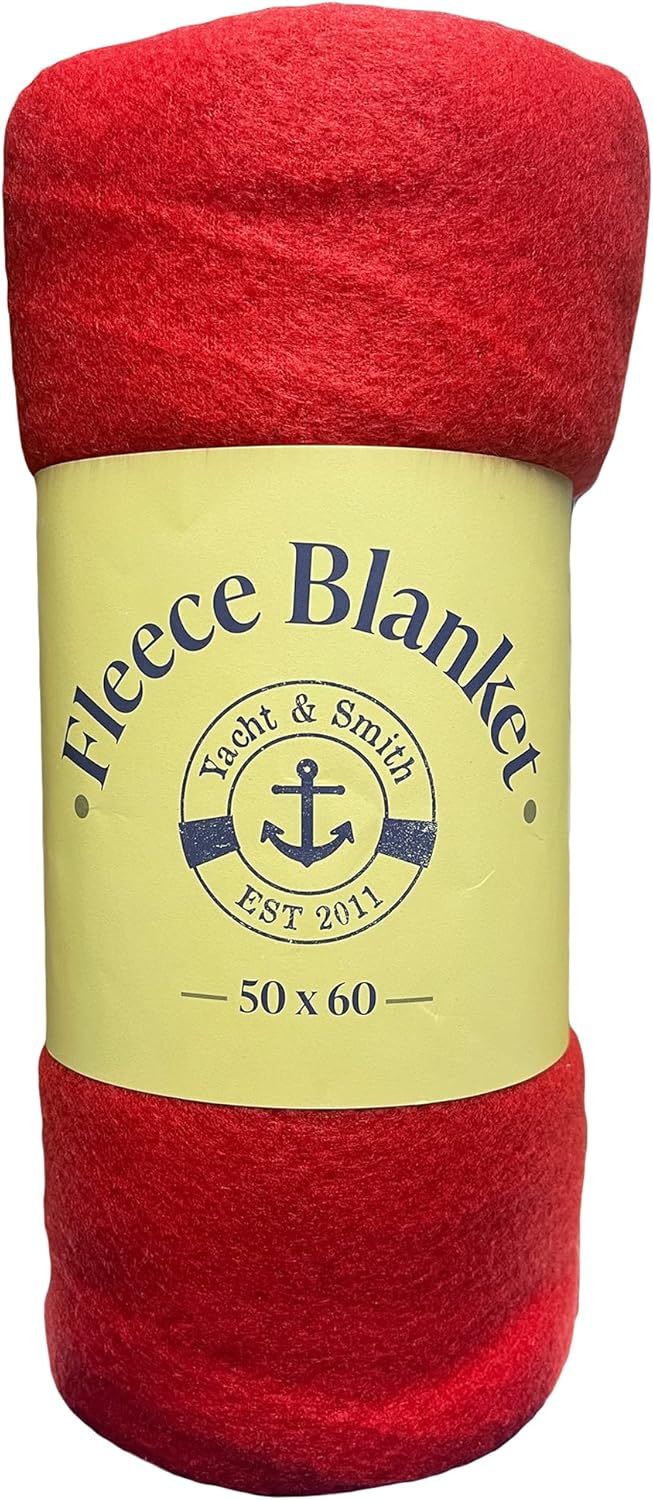 Yacht & Smith 12 Pack of Soft Fleece Blankets 50 X 60, Lightweight, Cozy Warm Throws Dark Colorful Blanket Sofa Travel Outdoor, Wholesale