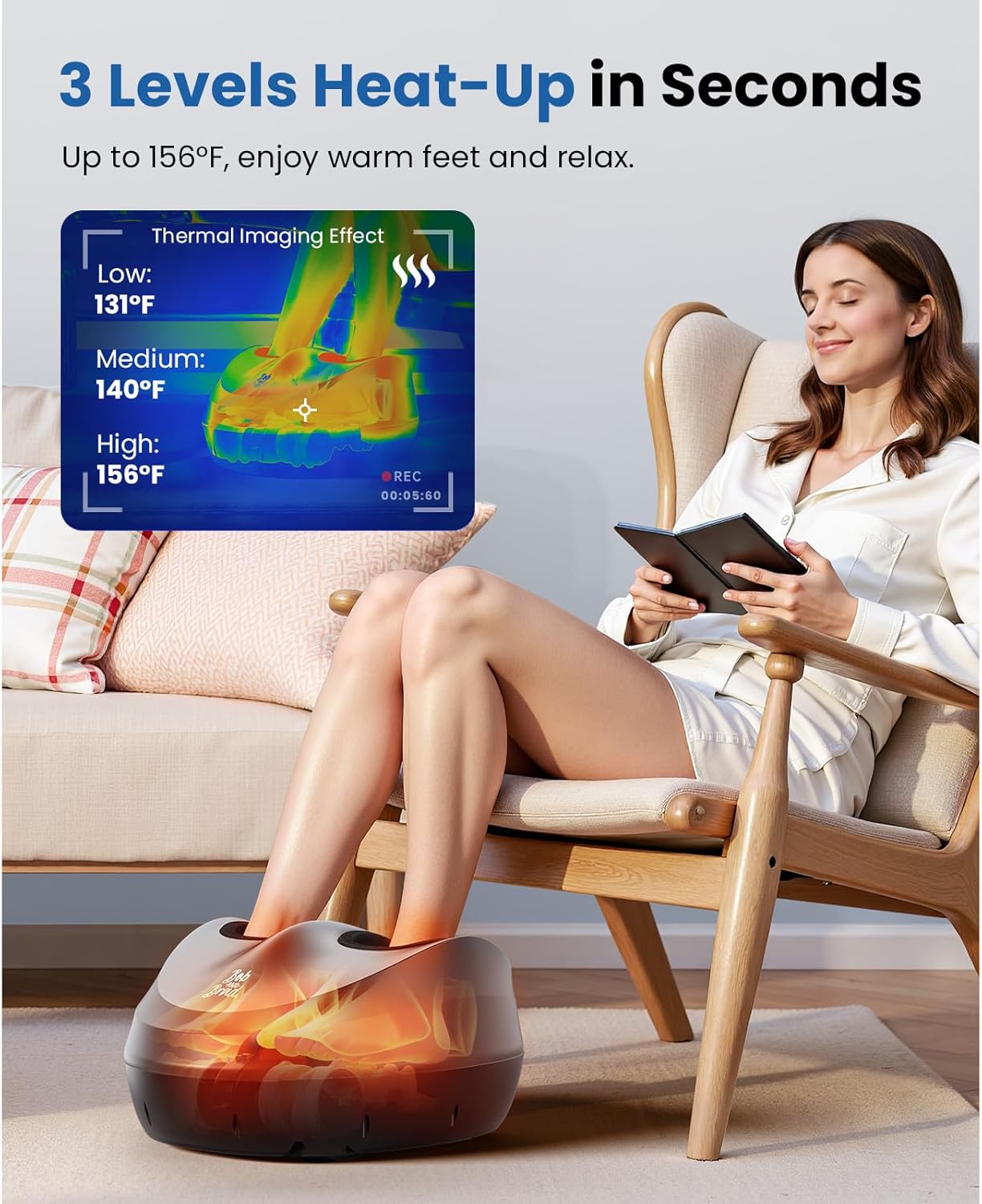 BOB AND BRAD Foot Massager Machine with Heat and Remote-FSA & HSA Eligible, Electric Shiatsu Deep Kneading Foot Massager with 4 Level, Relieve for Plantar Fasciitis and Neuropathy Pain