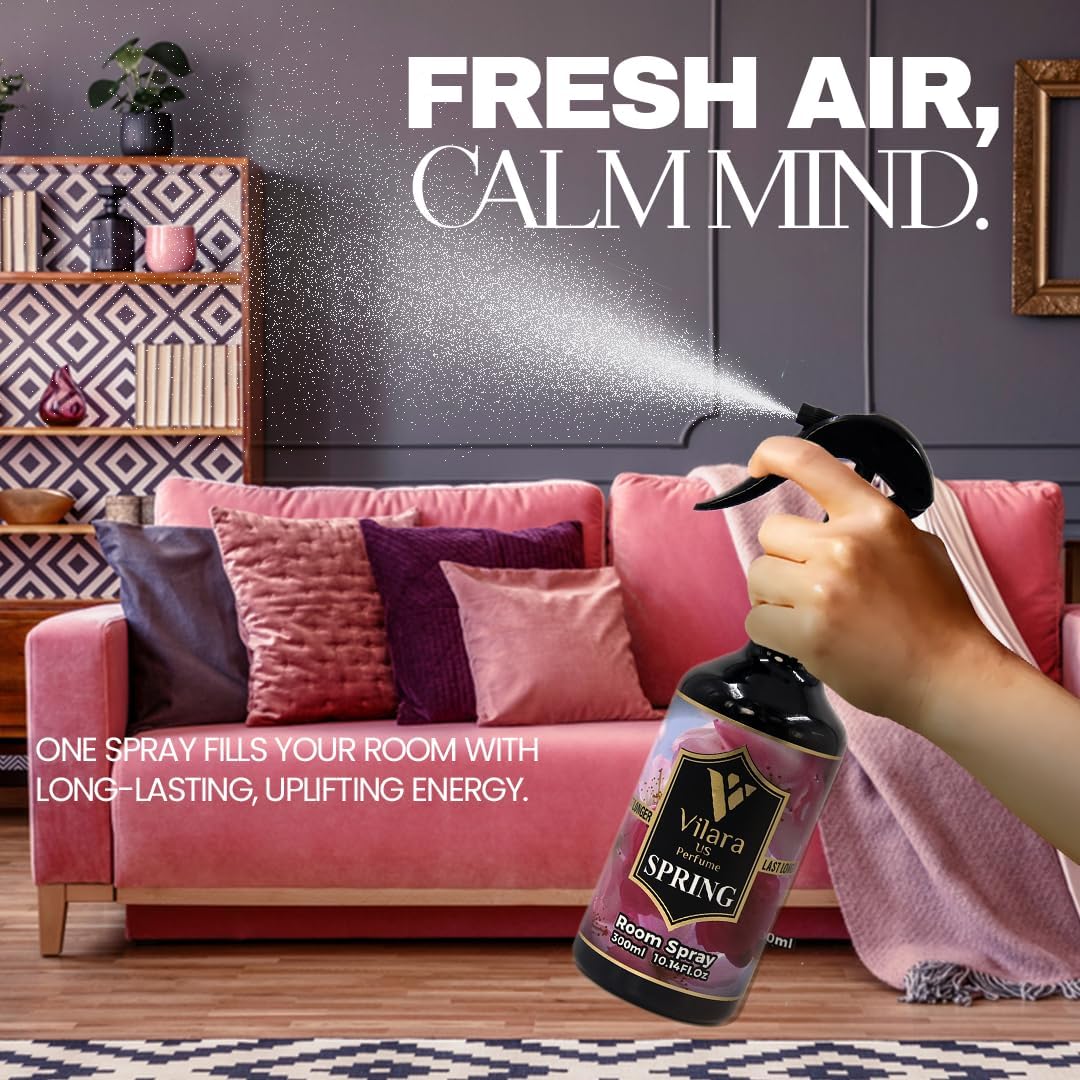 Room Spray Freshener - Long-Lasting Luxury Scents - Room and Linen Spray for Bedding, Sheets, Fabric, Furniture for Aromatherapy - 10.14 fl oz (Multipack 3:Spring,Rose,Jasmine)