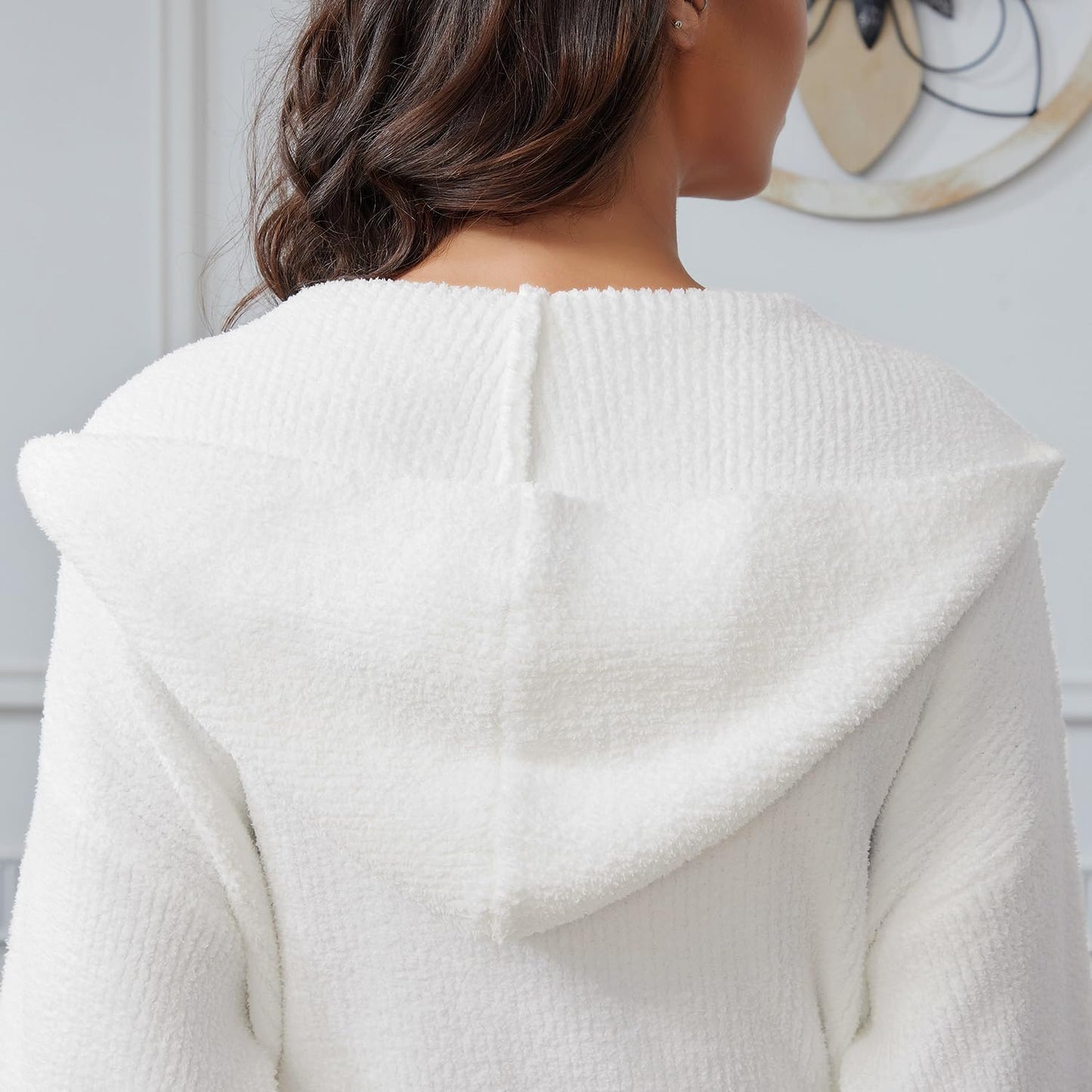 MH MYLUNE HOME Ultra Soft Robe With Pockets, Spa Bathrobe Loungewear Calf-Length, Plush Fuzzy Fluffy Wrap Robe for Women