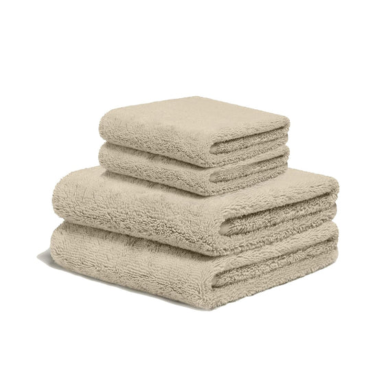 Italic Serene Ultraplush Cotton Towel Set, 4-Piece, 2 Bath Towels + 2 Hand Towels, Sand, Large, 800GSM, 100% Cotton, Heavy Duty, Resort Grade Towels (Sand)