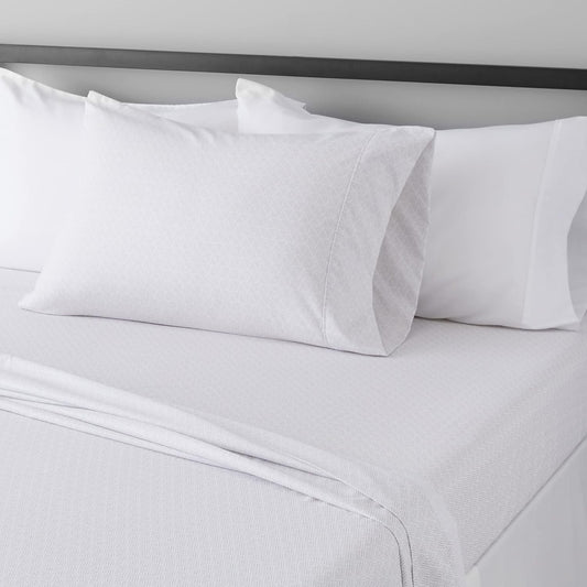 Amazon Basics Lightweight Super Soft Easy Care 3 Piece Microfiber Bed Sheet Set with 14-Inches Deep Pockets - Twin XL, Gray Crosshatch