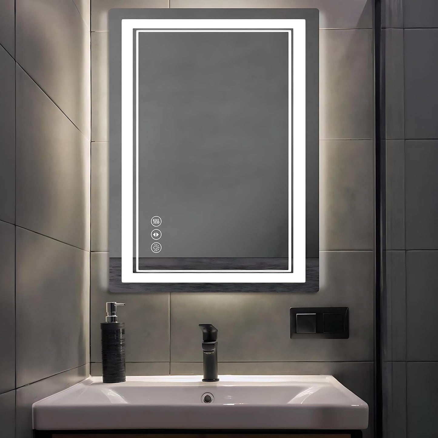 20x 28 LED Bathroom Mirror with Lights, Anti-Fog, Dimmable, Backlit + Front Lit, Memory Function, Lighted Bathroom Vanity Mirror for Wall(Horizontal/Vertical).