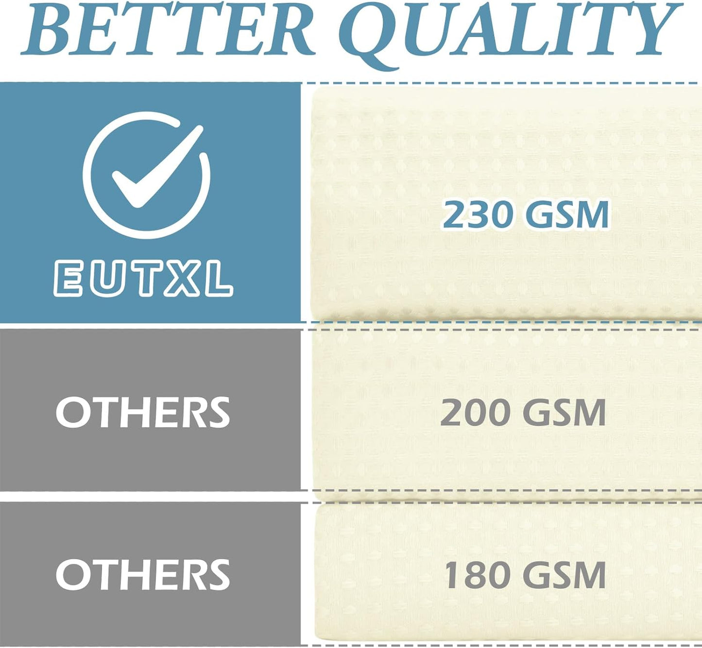 Ivory Long Hotel Shower Curtain with Detachable Liner - 230GSM Waffle Textured,Hotel Grade,Spa Like Bath Curtain,71W x 86H