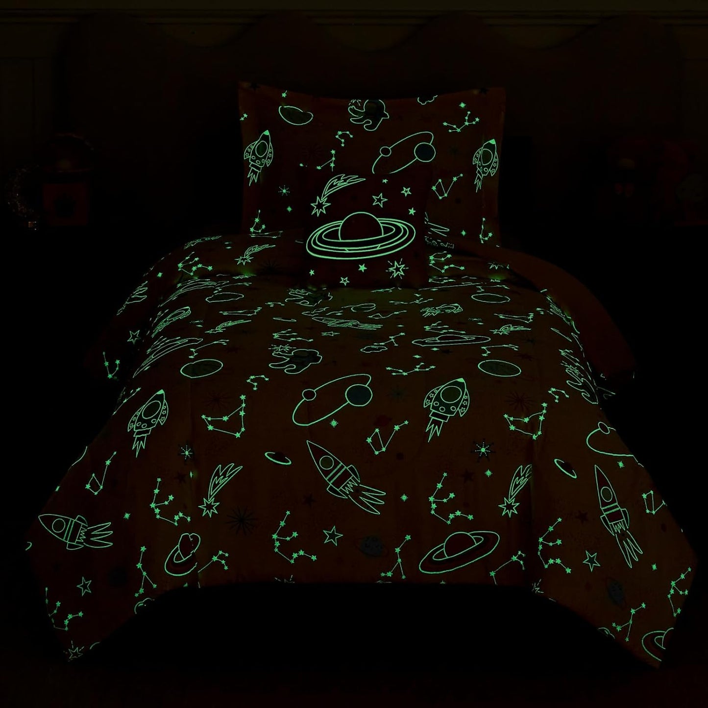 Twin Comforter Set for Girls - 3 Pieces Space Twin XL Bedding Set with 1 Comforter, 1 Decor Pillow, 1 Pillow Sham
