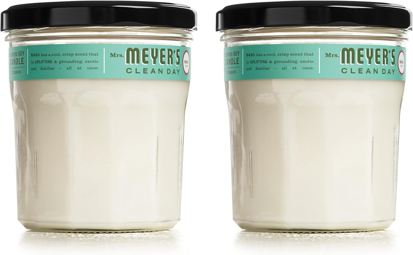 MRS. MEYER'S CLEAN DAY Scented Soy Candle, Large Glass, Basil, 7.2 oz, (Pack of 2)