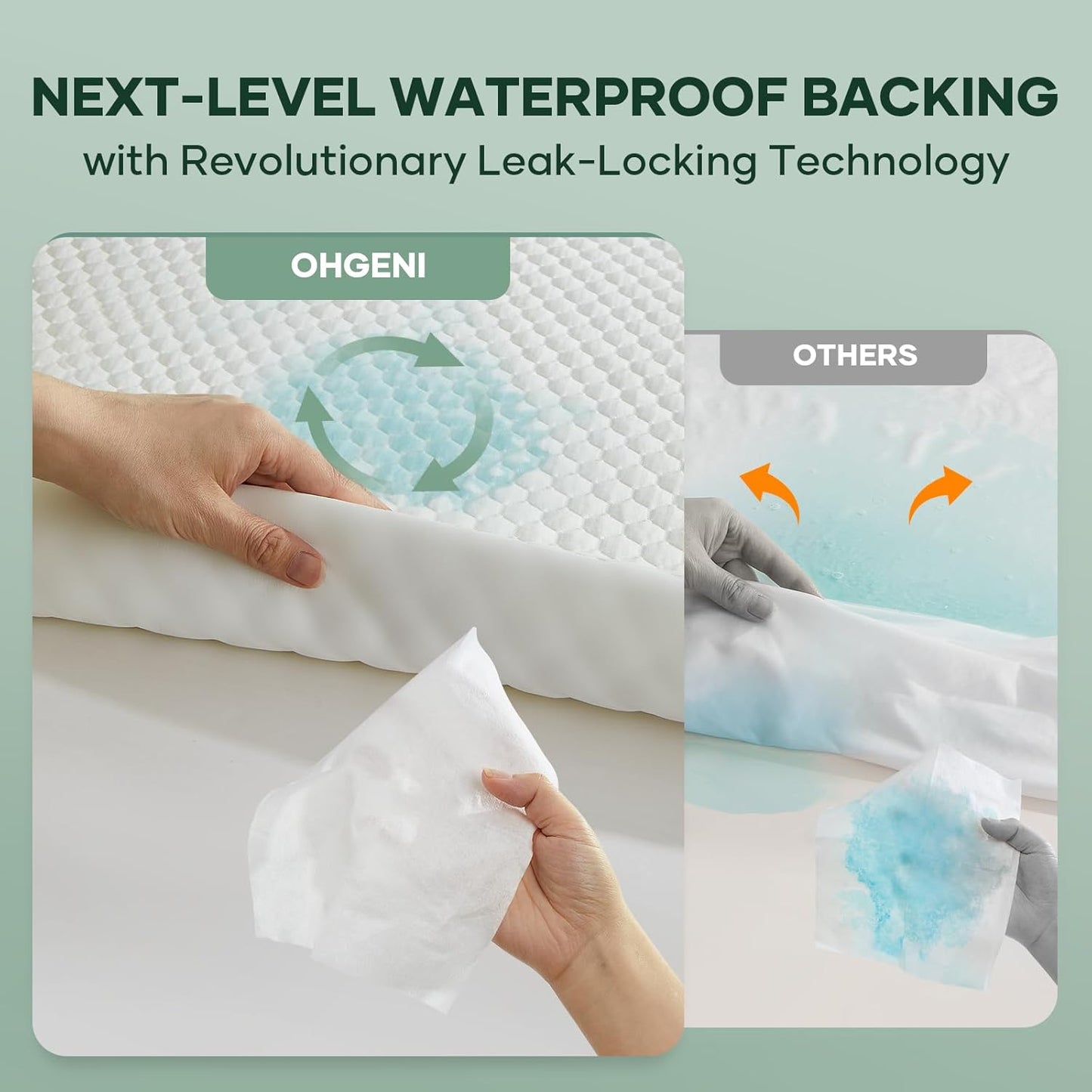 OhGeni 100% Waterproof Mattress Protector, California King Pad, Fits 6"-20" Mattresses Deep Pocket, Cooling for Taller Person, Breathable Fitted Sheets, Soft Bed Cover, Noiseless, Machine Washable
