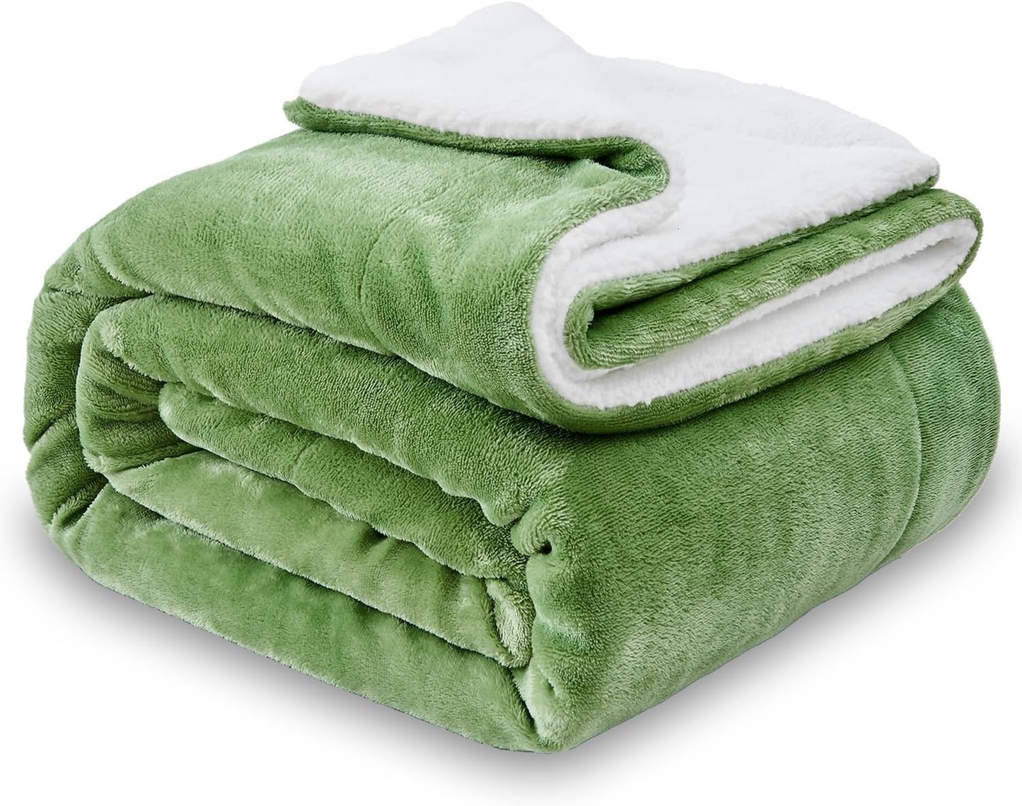SOCHOW Sherpa Fleece Throw Blanket, Double-Sided Super Soft Luxurious Plush Blanket Twin Size, Sage Green, 60x80 inches