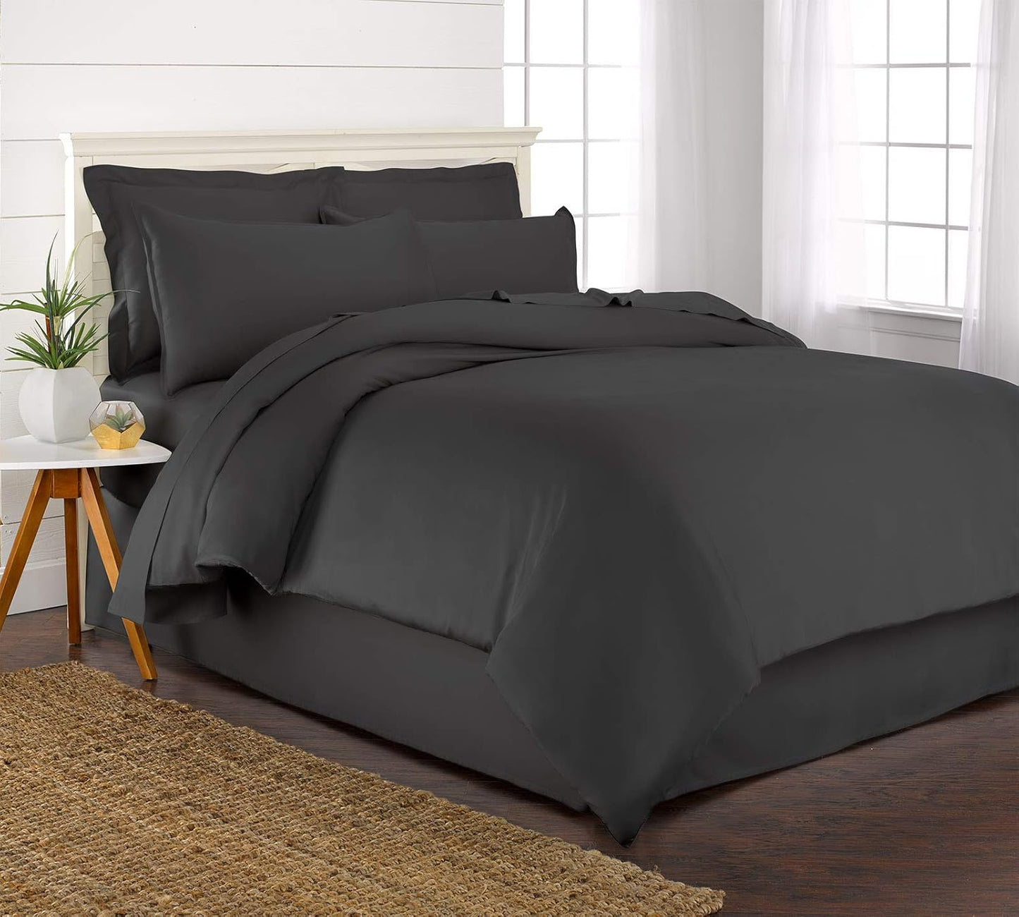 King Duvet Cover by Pure Bamboo, 3 Piece Set, Genuine 100% Organic Viscose Derived from Bamboo, Luxuriously Soft and Cooling, 2 Pillowcases (King, Charcoal)