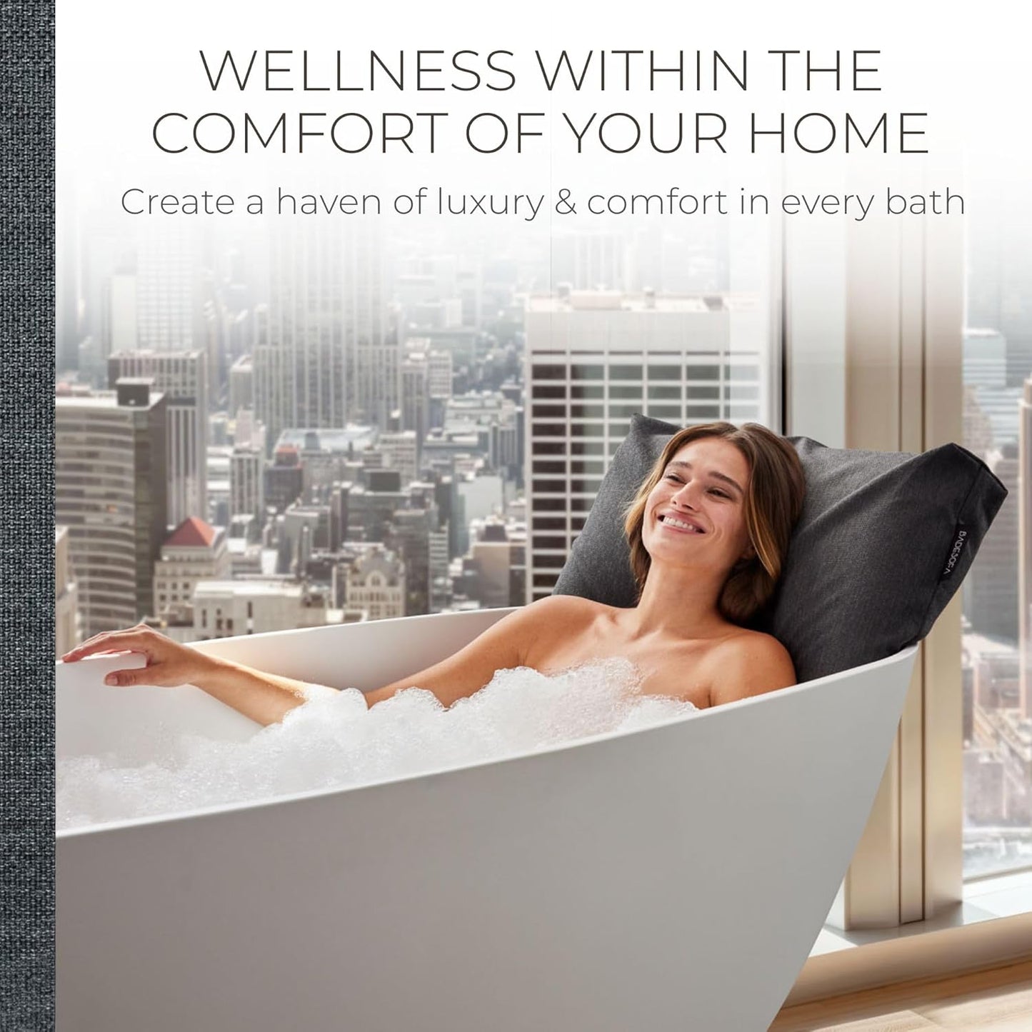 BADESOFA® Luxury Bath Pillows for Tub Full Body Set - 3-Piece Bath Pillow Set with Premium Materials & CleanDry+ - Bathtub Pillows for Head and Neck Support - Tub Pillow for Bathtub in Charcoal