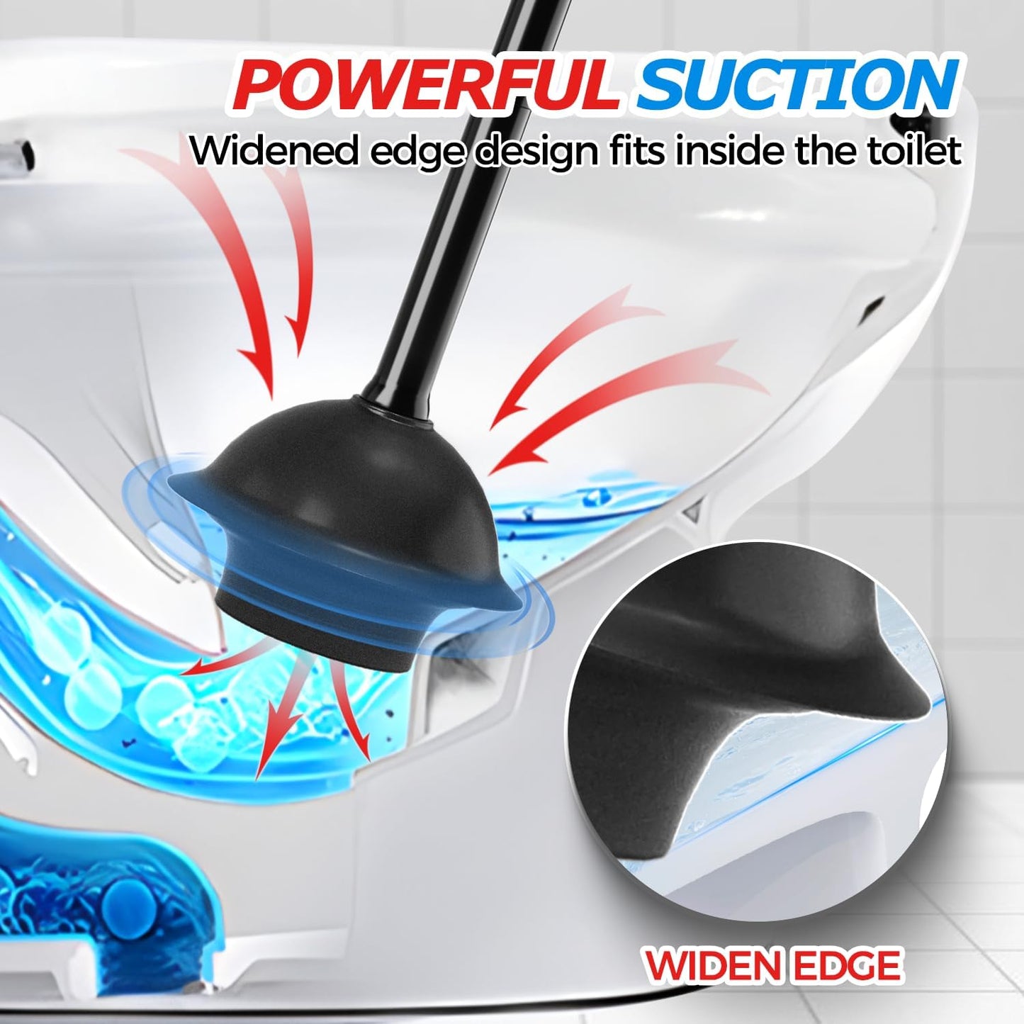 2Pack Toilet Plunger with Holder，Plungers for Bathroom with Holder, Toilet Plunger with Cover，Bathroom Plunger，Bathroom Decor，Toilet Bowl Cleaners,Bathroom Accessories，Black(19inch)