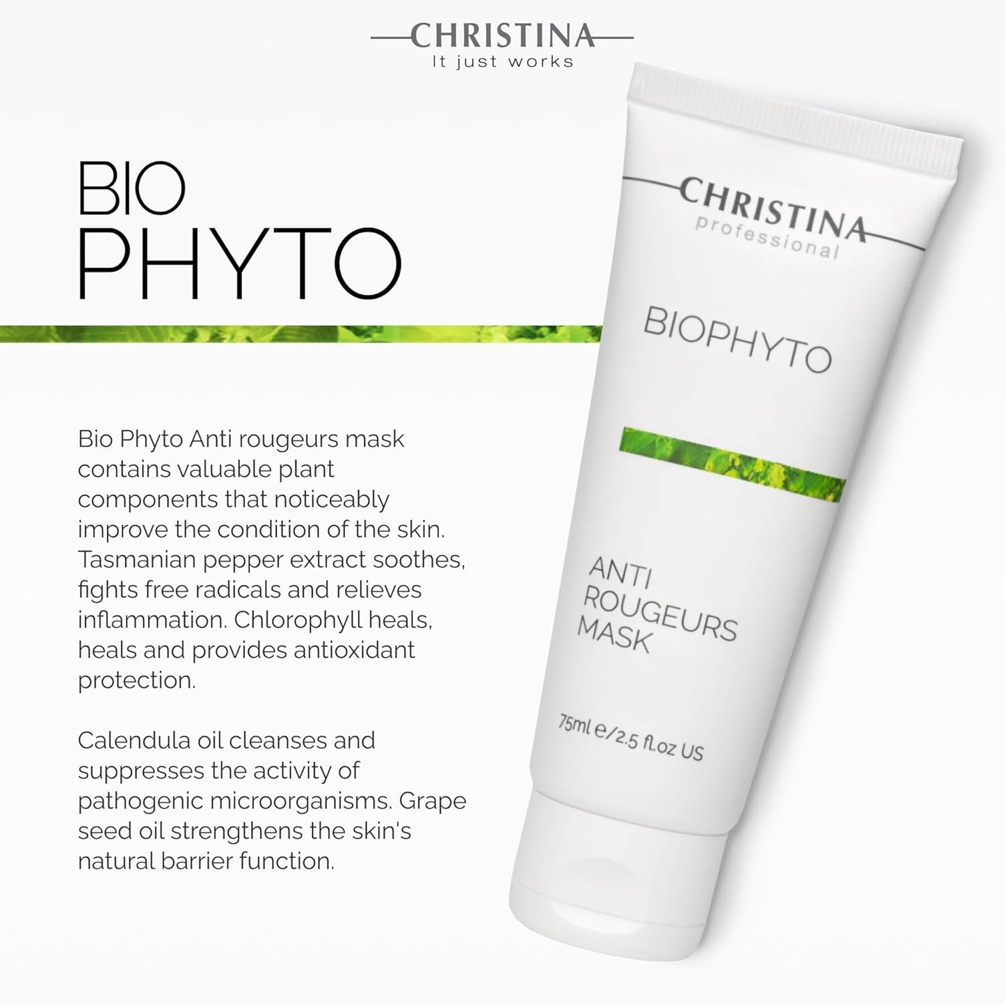 -CHRISTINA- Bio Phyto Soothing Anti Rougeurs Facial Mask | Multi-Functional Face Mask Skincare for All Skin Types | Redness Reduction, Even Tone, Botanical Extracts | Suitable for Men and Women 75ml