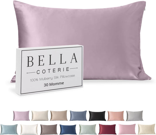 Bella Coterie Luxury Silk Pillowcase for Hair and Skin | 30 Momme | 100% Pure 6A Mulberry Silk | Super Soft | Perfectly Plush [Queen, Lilac]
