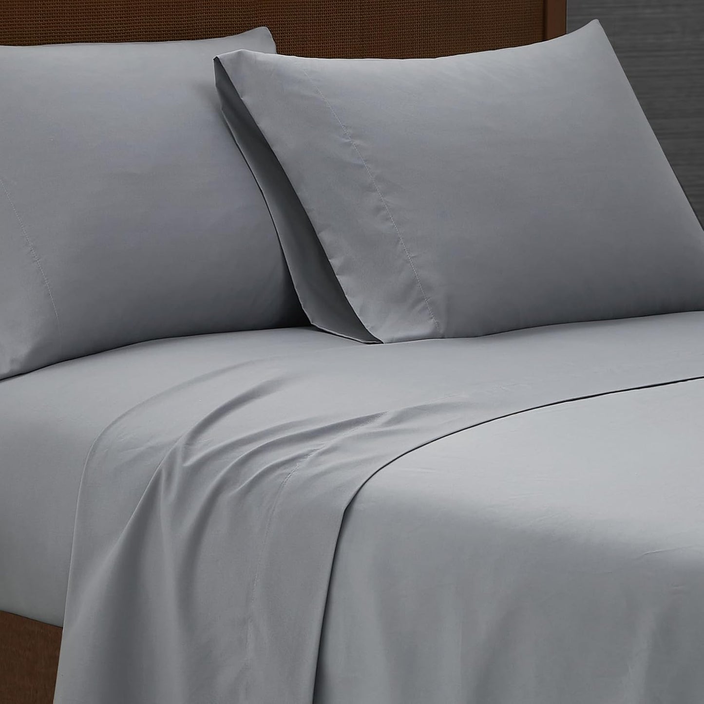 LONDON FOG Garment Washed Solid Sheet Set Grey Microfiber 4-Piece Full Sheet Set, Solid Themed, Deep Pocket, Adult and Teen, Oeko-TEX Certified