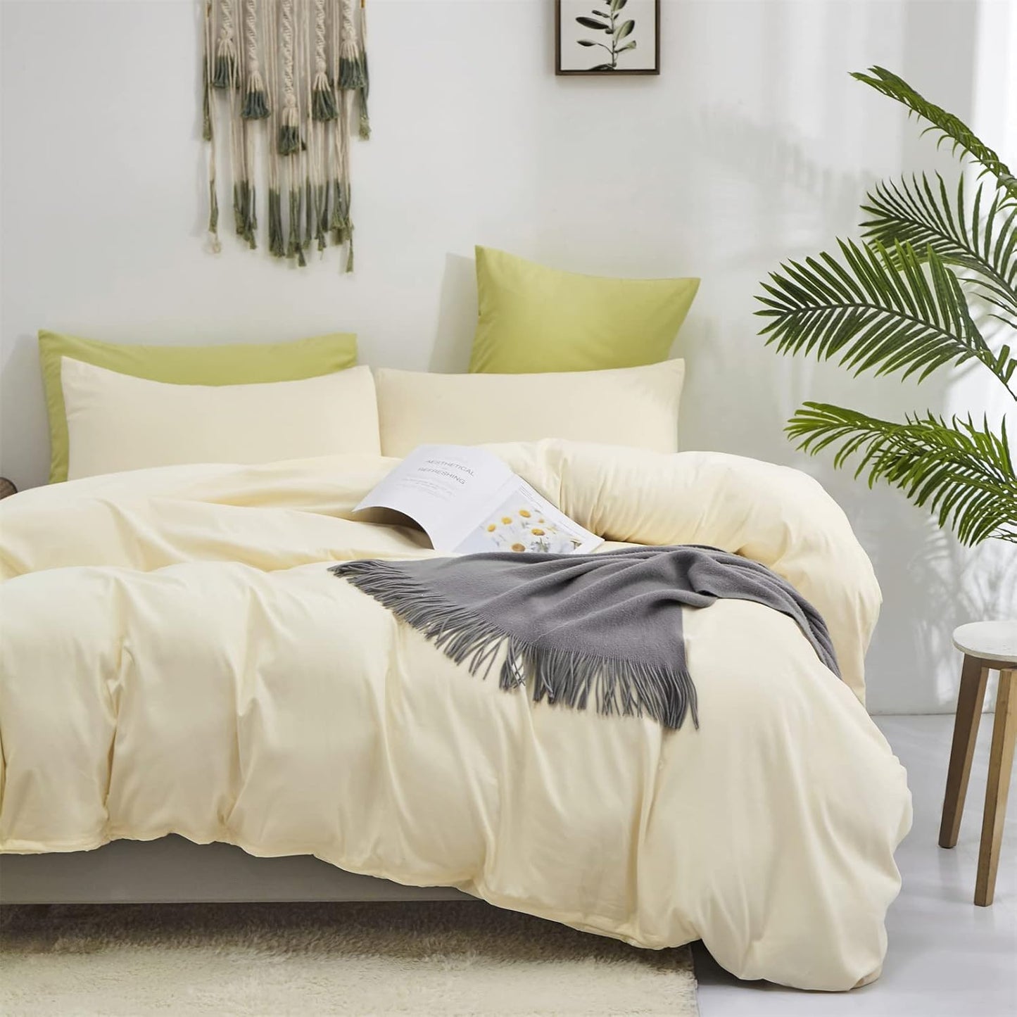 Cottonight Ivory White Comforter Set California King Beige Bedding Comforter Set Cal King Off White Solid Blanket Quilts Modern Soft Breathable 3 Piece Women Men Bedding Set