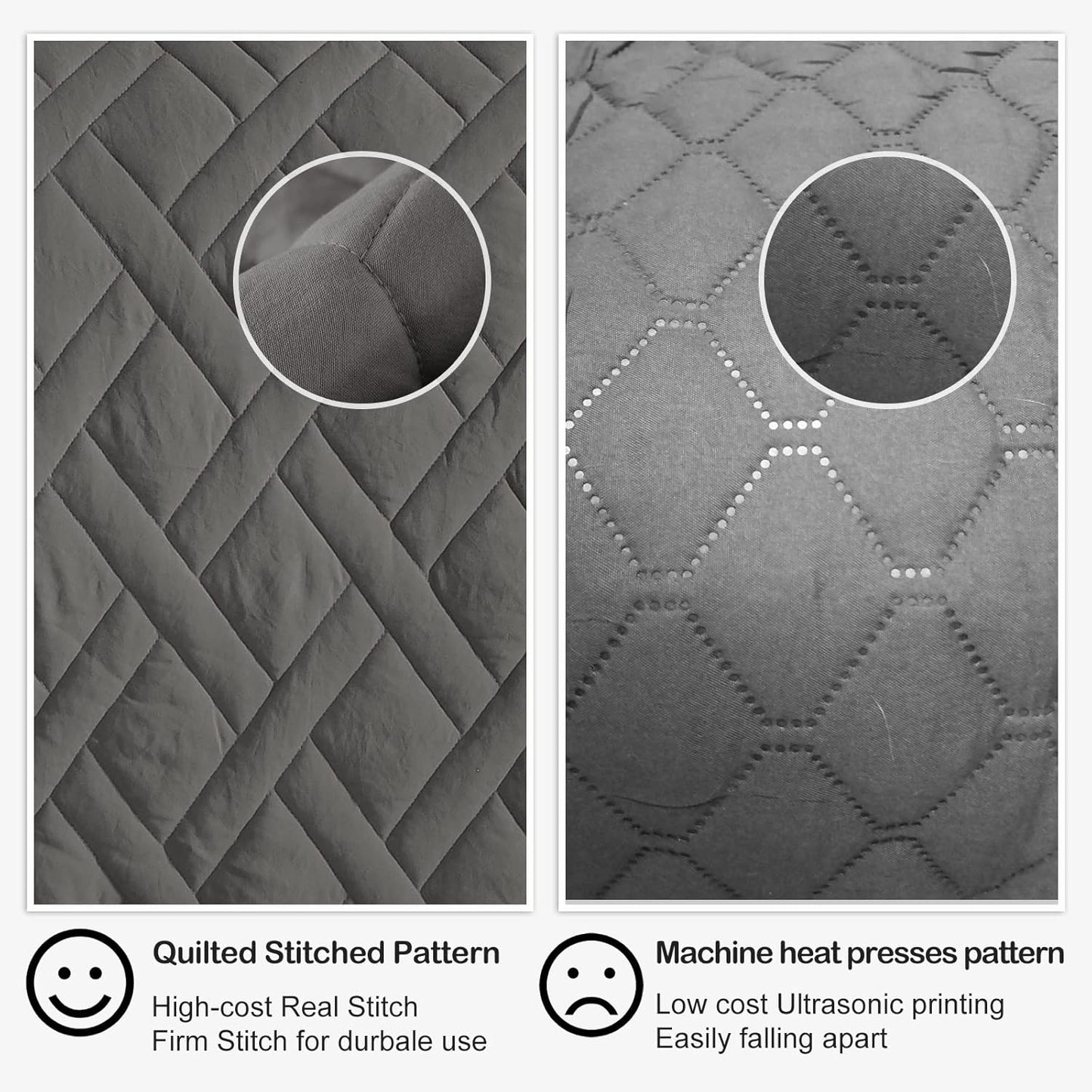 HORIMOTE HOME Quilt Set Twin Size Grey, Classic Geometric Diamond Stitched Pattern, Microfiber Ultra Soft Lightweight Bedspread Coverlet for All Season, 2 Piece Includes 1 Quilt and 1 sham