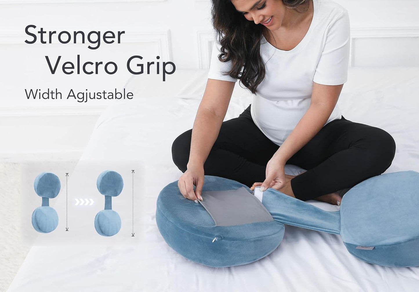 Pregnancy Pillow for Sleeping Memory Foam Maternity Pillow for Side Sleepers, Adjustable Travel Wedge Pillow Support for Back, Belly, and HIPS for Pregnant Women, Navy Blue