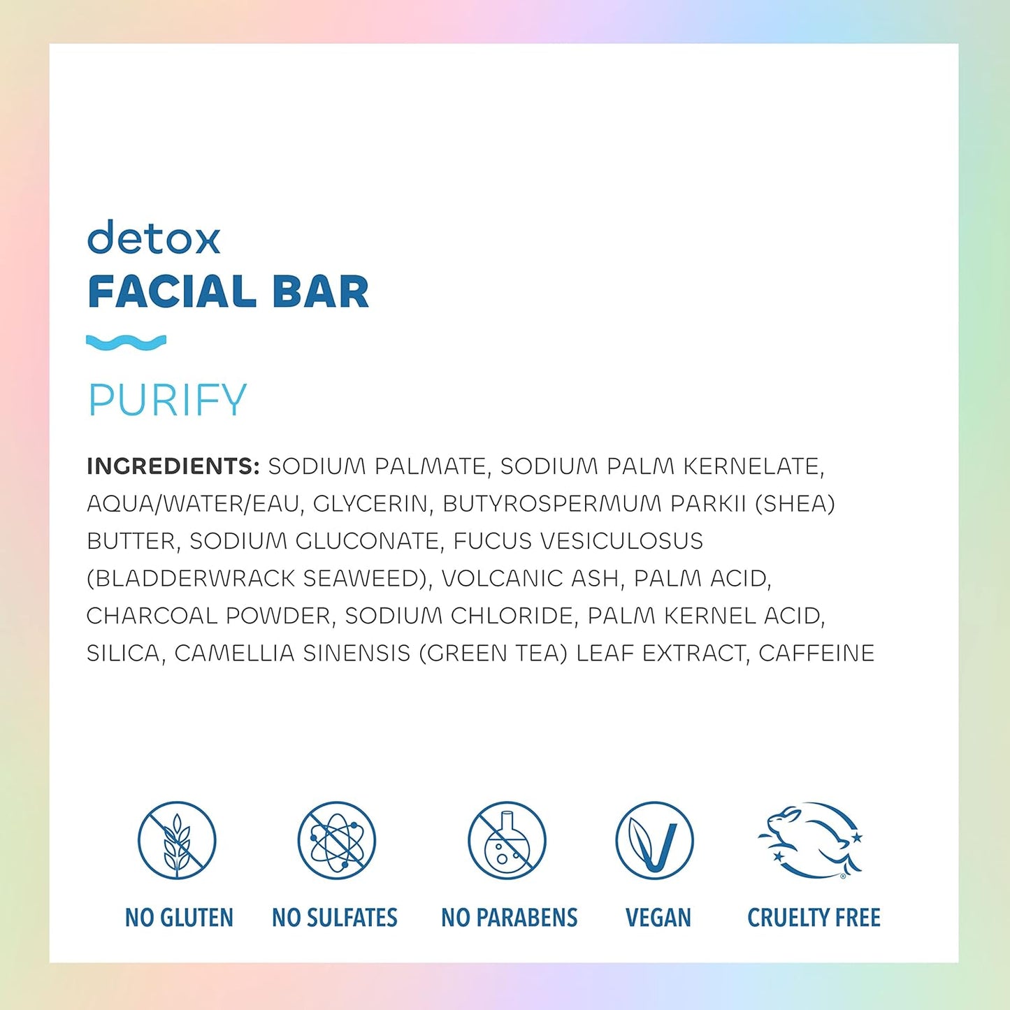Seaweed Bath Co. Purify Detox Facial Bar Soap, 3.75 Ounce, Sustainably Harvested Seaweed, Volcanic Ash