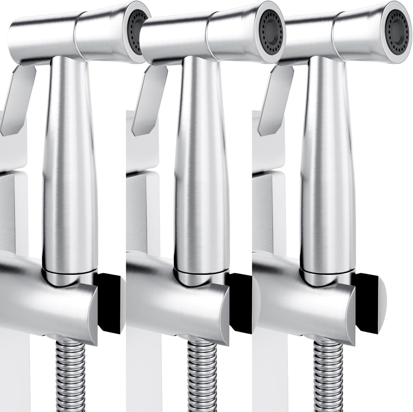 Purrfectzone 3 Pack Bidet Sprayer for Toilet, Handheld Kit, Easy-to-Install Toilet Shattaf Set, Hand Held Stainless Steel Shower with Adjustable Flow, Cloth Diaper wash