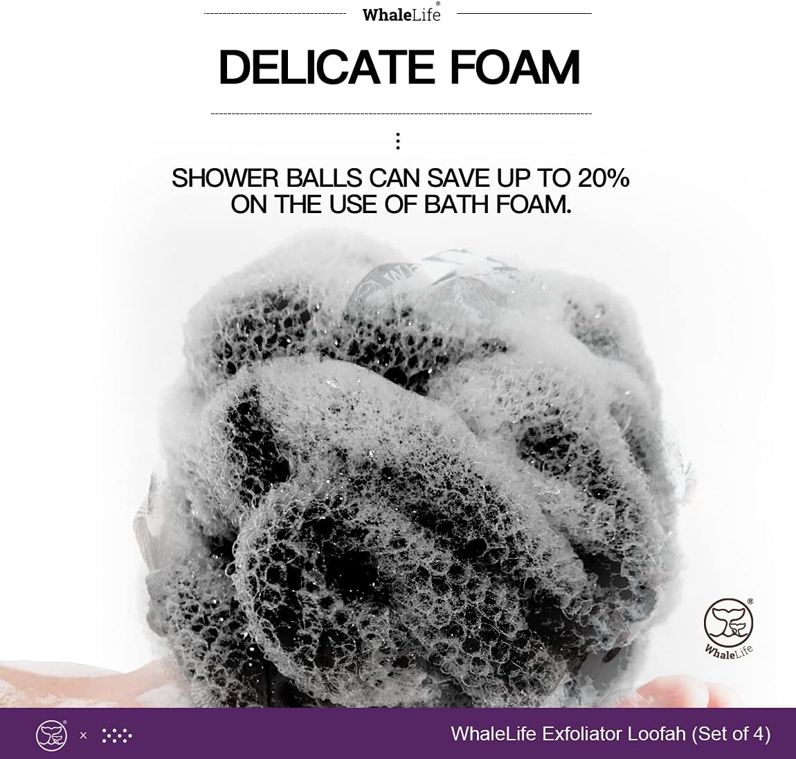 Loofah Sponge Bath Sponge for Women Men 4 Pack (Black Rough Surface)