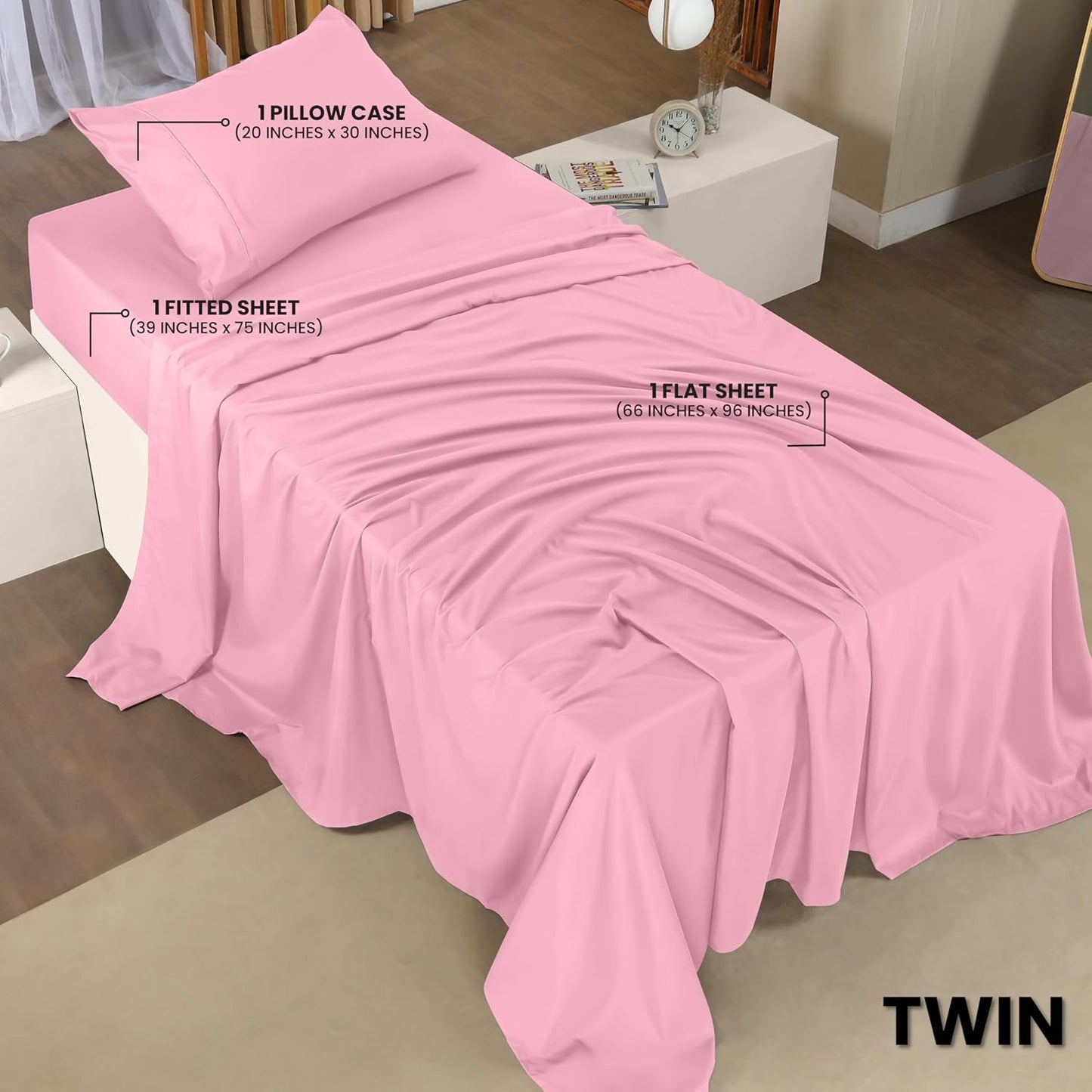Utopia Bedding Twin Bed Sheets Set - 3 Piece Bedding - Brushed Microfiber - Shrinkage and Fade Resistant - Easy Care (Crystal Pink)